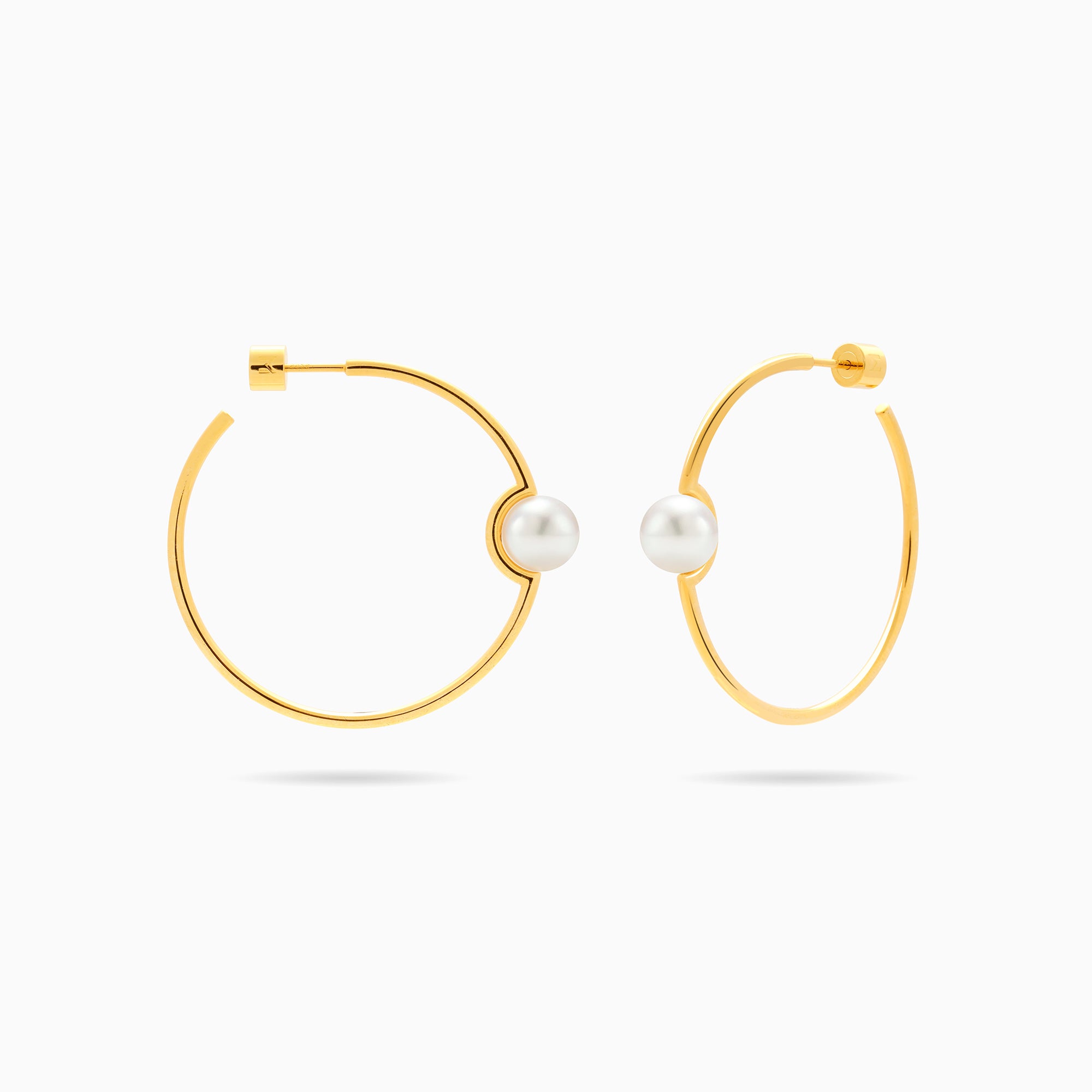 Slender Hoop Pearl Earrings
