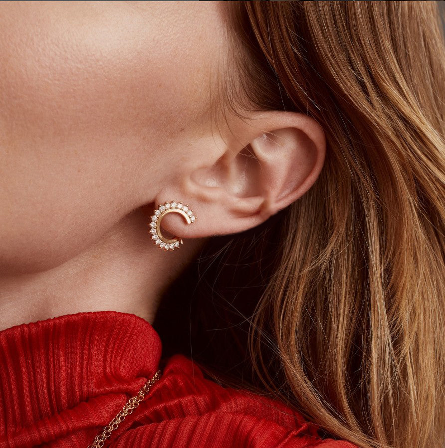 Prong Set Open Twist Hoop Earrings