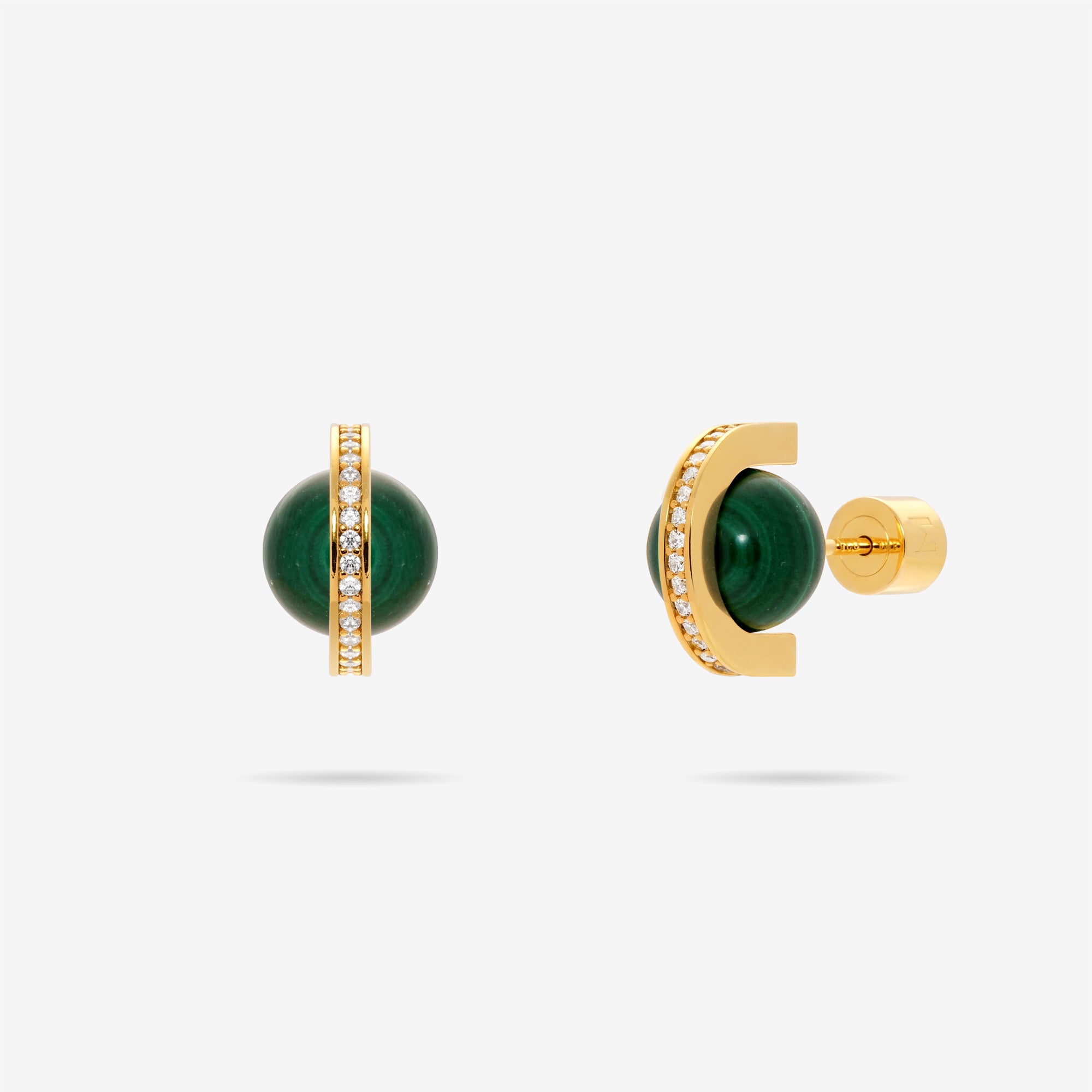 Malachite and Arc Stud Earrings