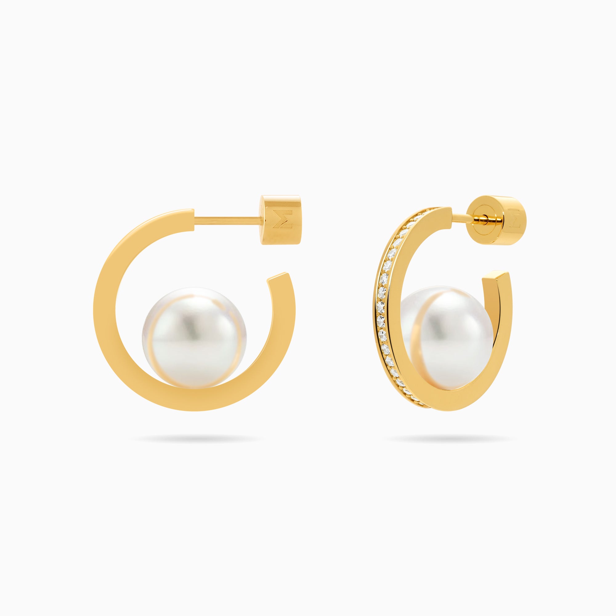 Pearl Open Hoop Earrings