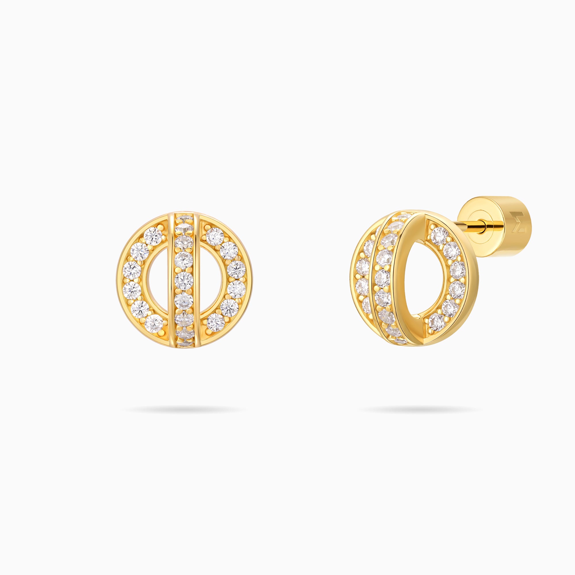 Circle and Arc Stud Earrings