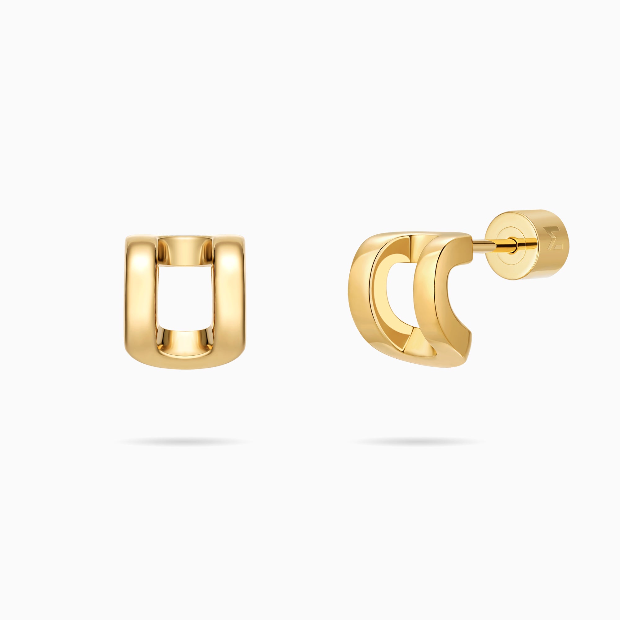 Curved Rectangle Stud Earrings