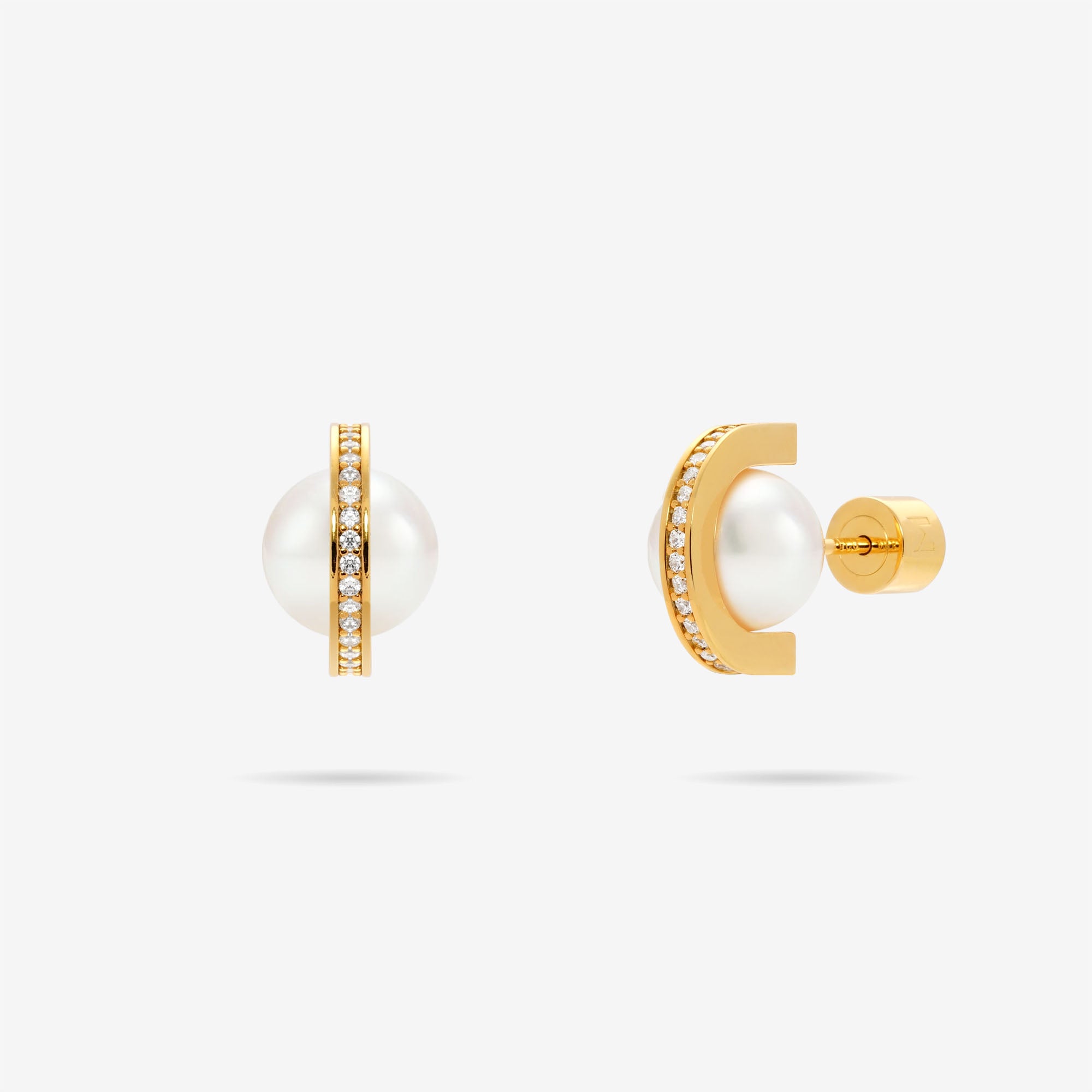 Pearl and Arc Stud Earrings