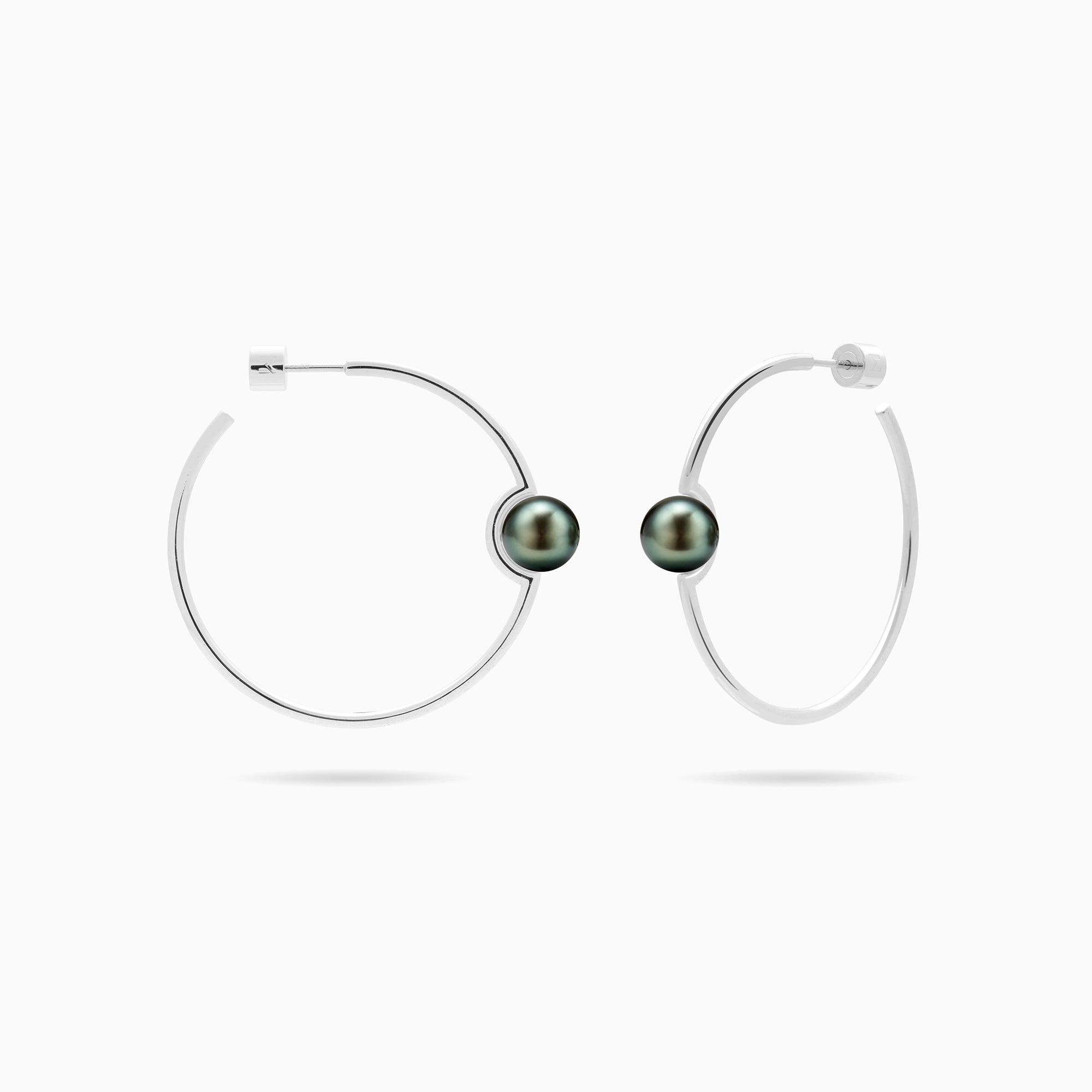 Slender Hoop Pearl Earrings