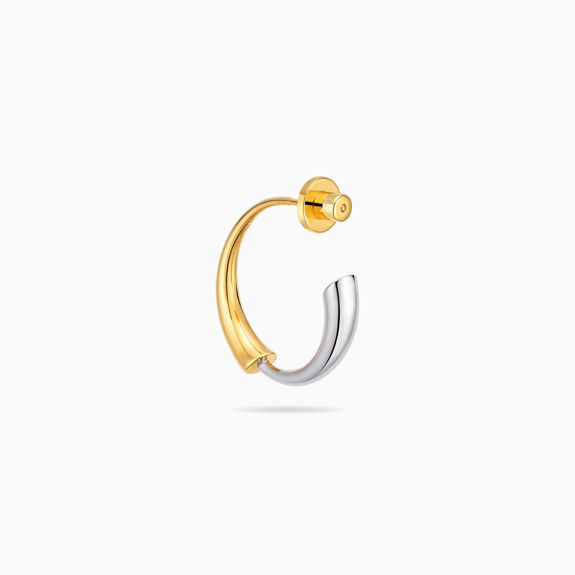 Gold and Silver Bi-Color Double Arc Hoop Earrings