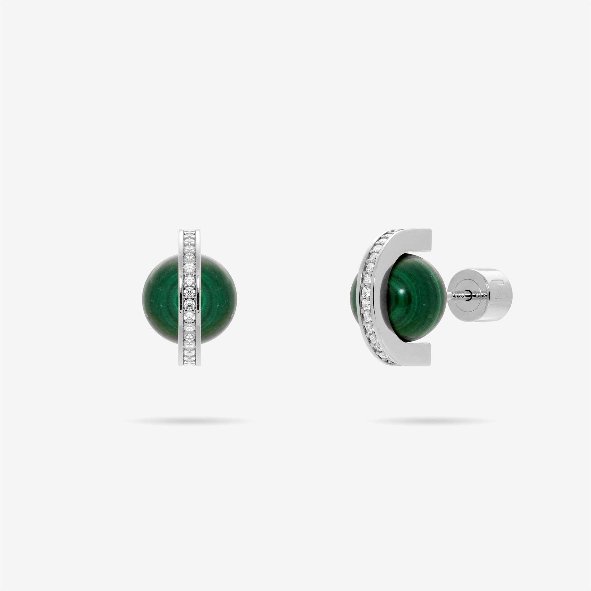 Malachite and Arc Stud Earrings