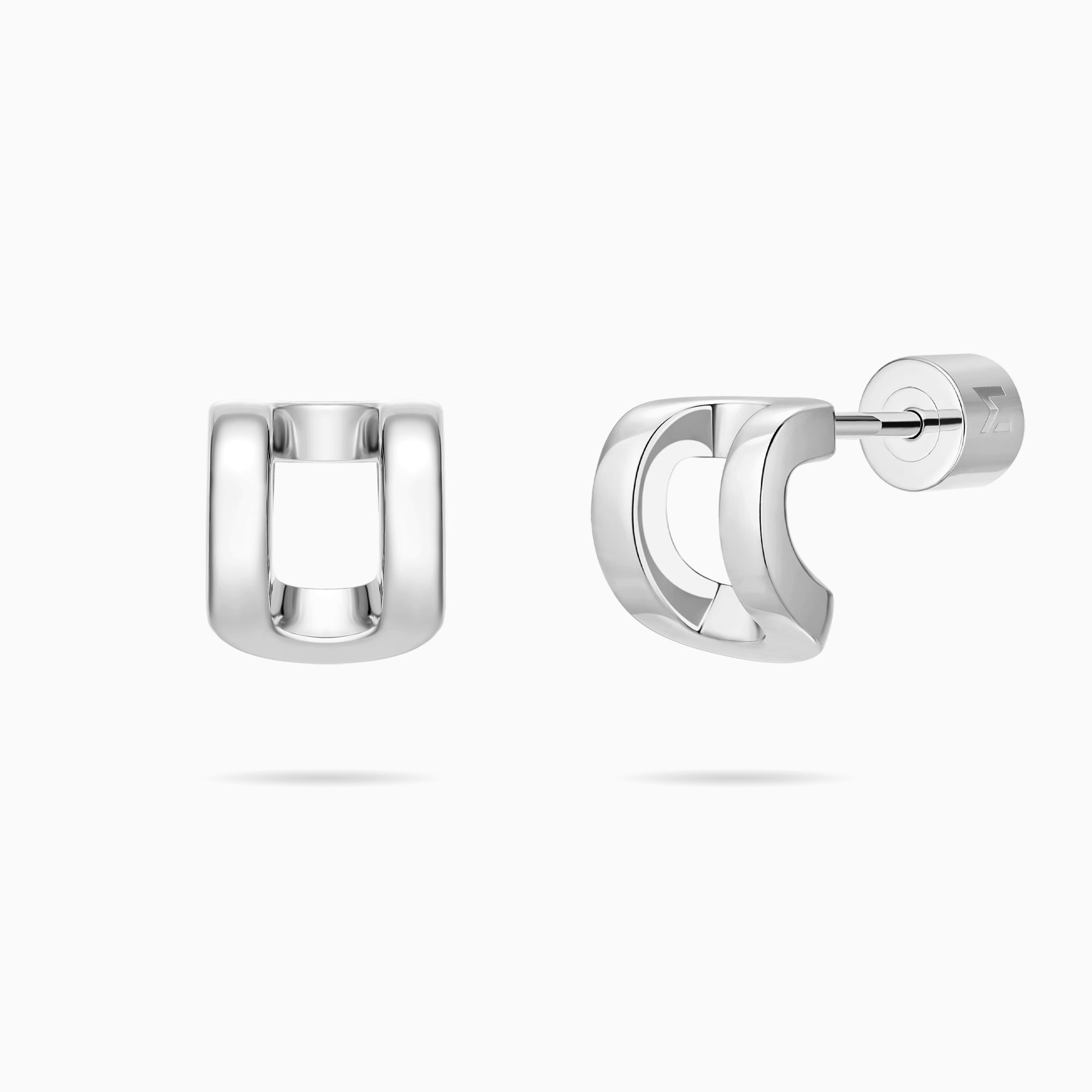 Curved Rectangle Stud Earrings
