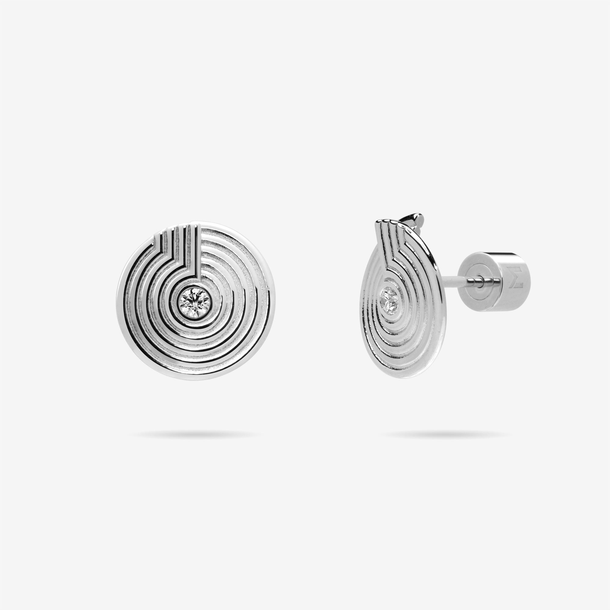 Open Twist Engraved Disc Stud Earrings