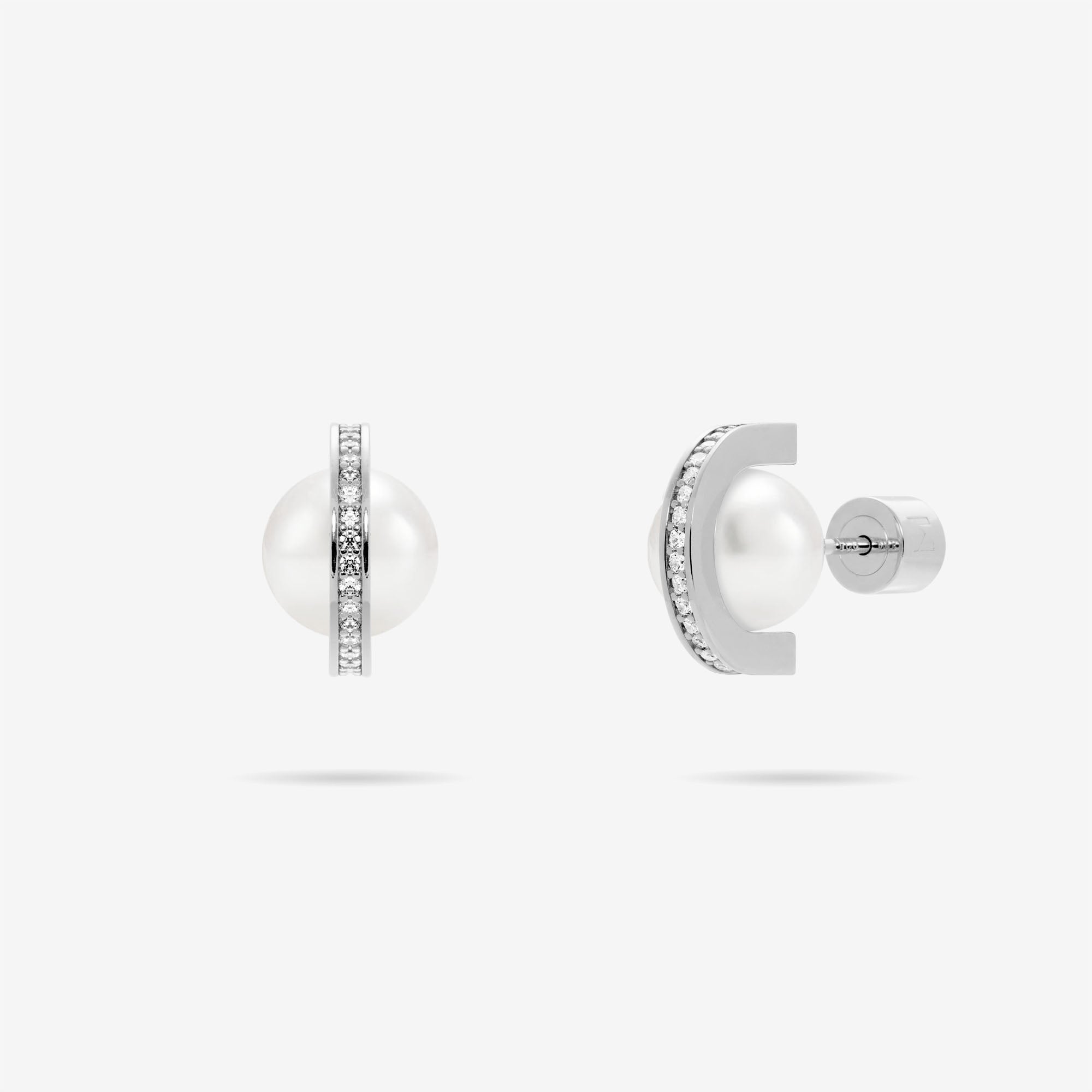 Pearl and Arc Stud Earrings
