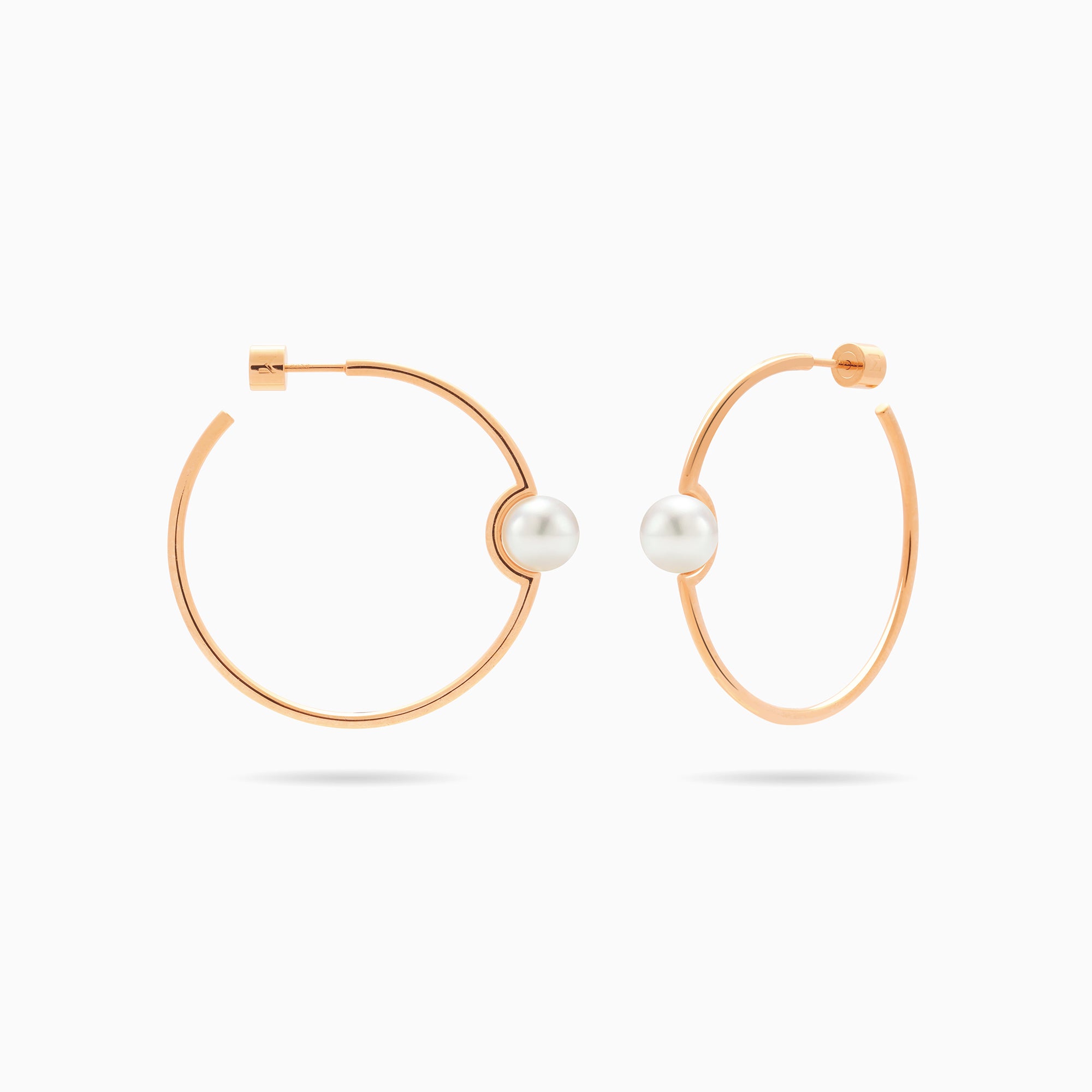 Slender Hoop Pearl Earrings
