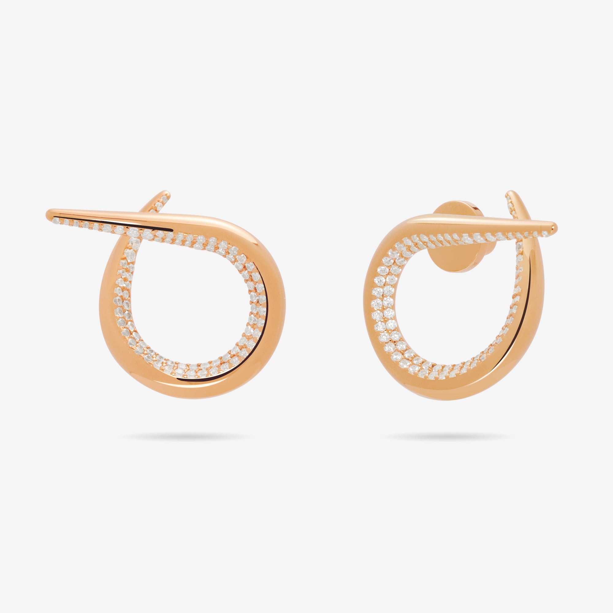 Open Twist Waterdrop Pave Earrings