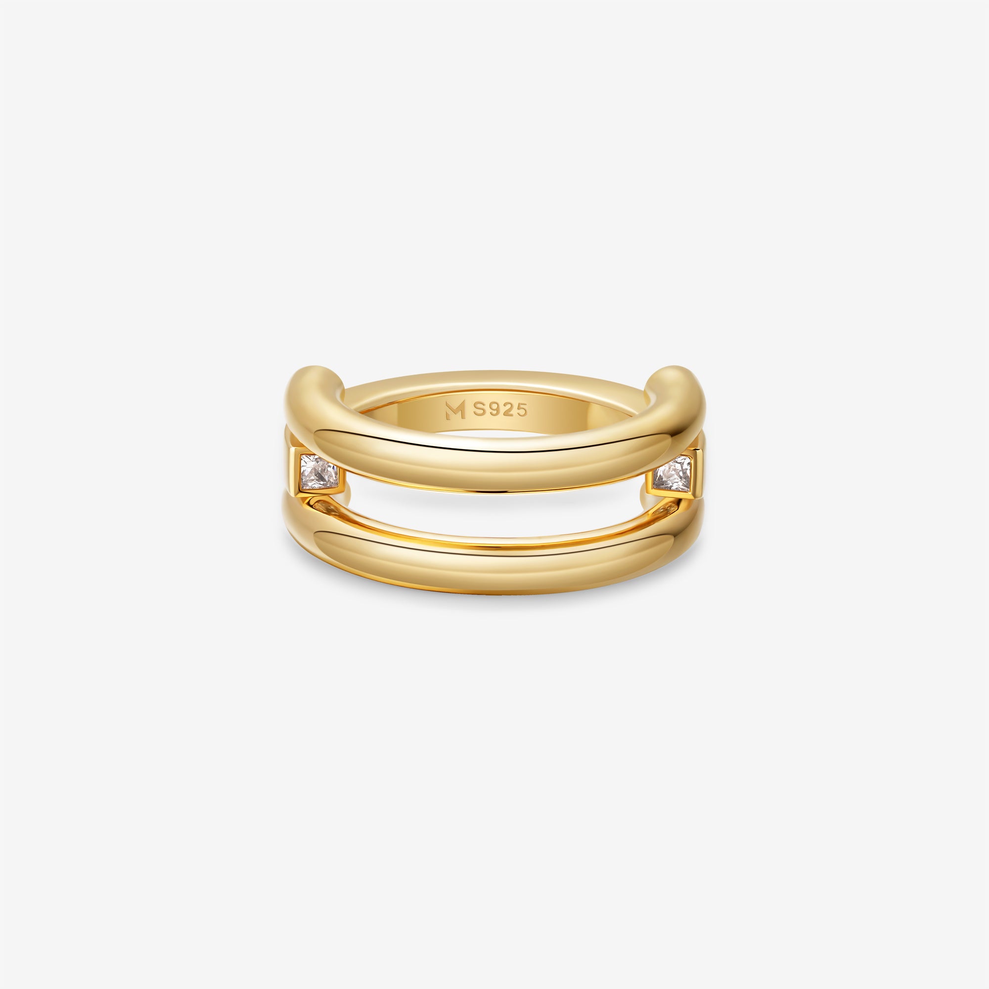 Round and Square Triple Band Ring