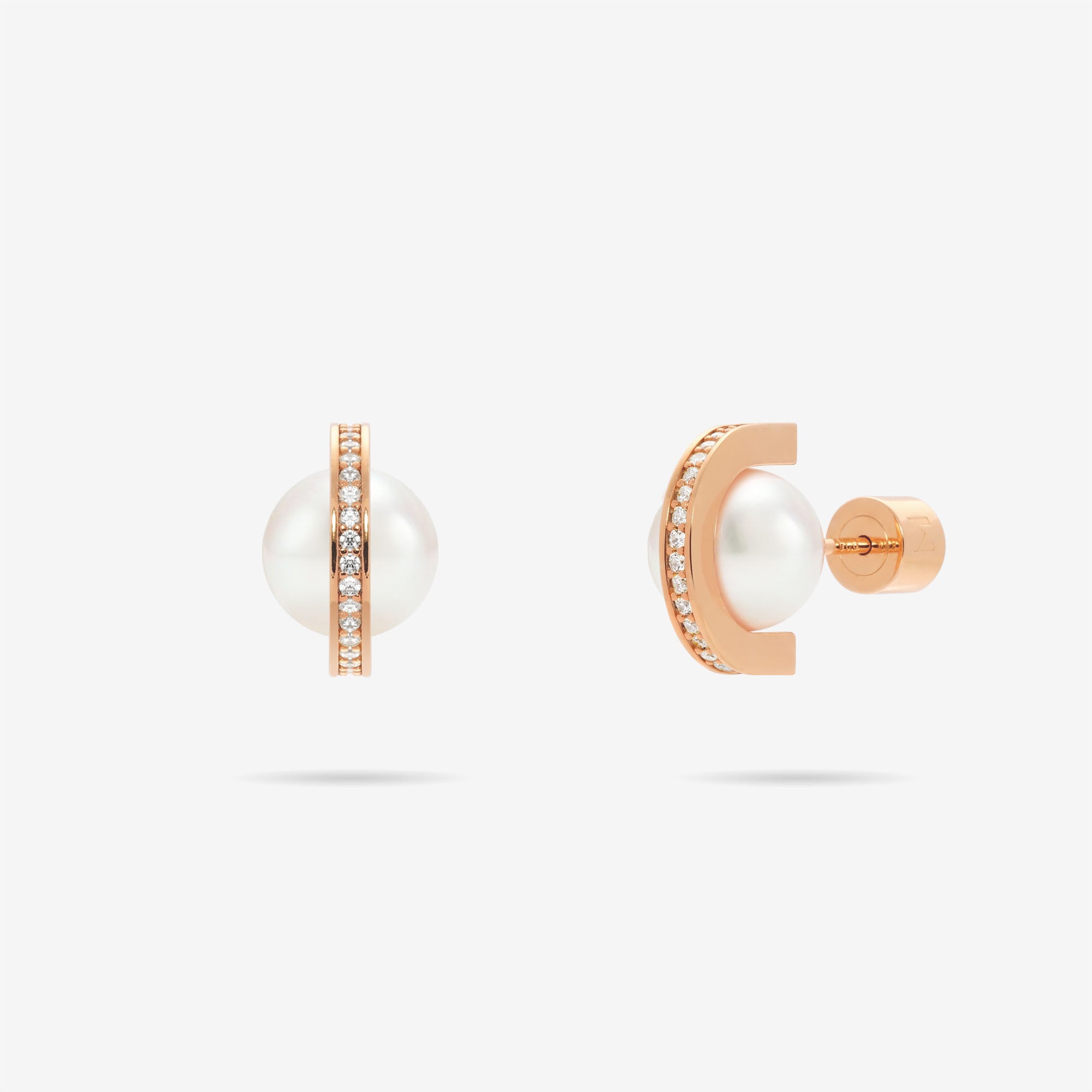 Pearl and Arc Stud Earrings