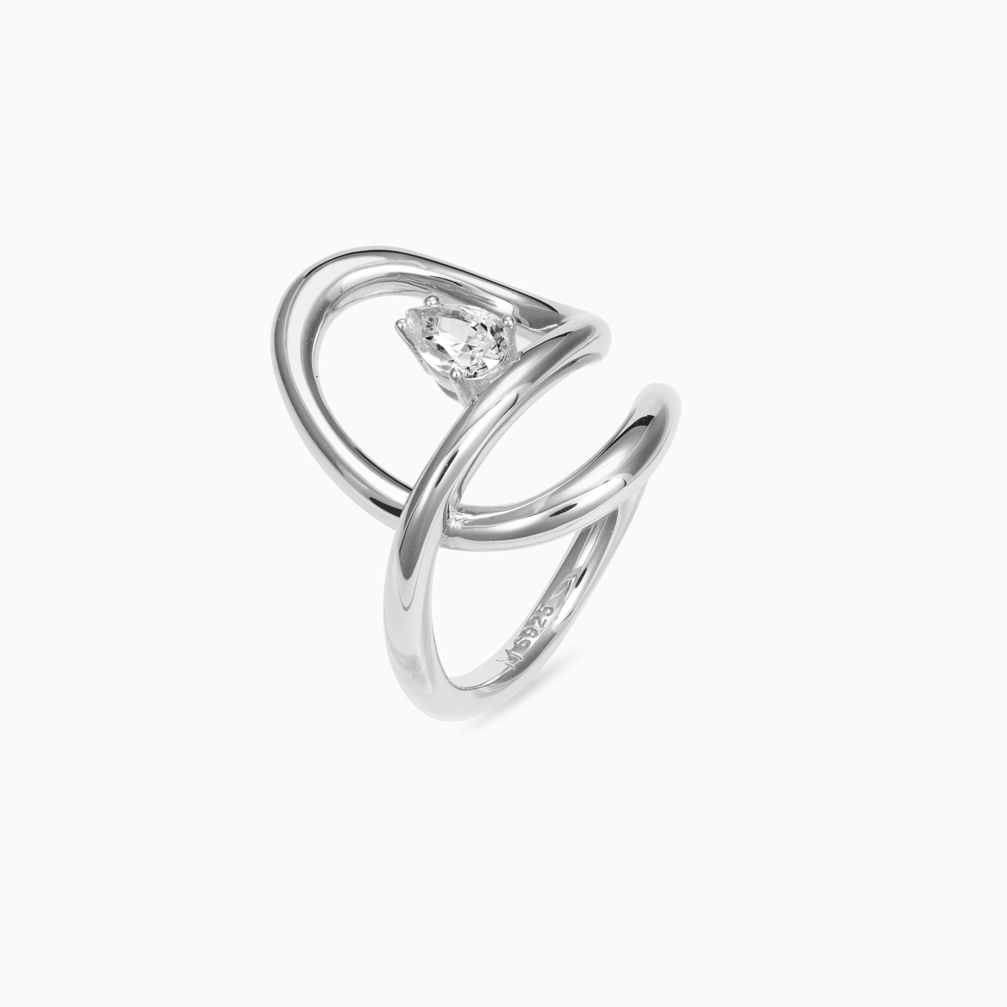 Flowing Waterdrop Solitaire Ring