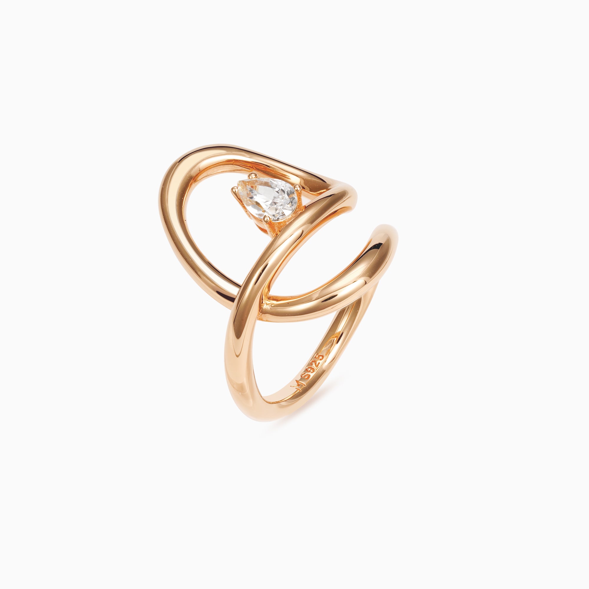 Flowing Waterdrop Solitaire Ring