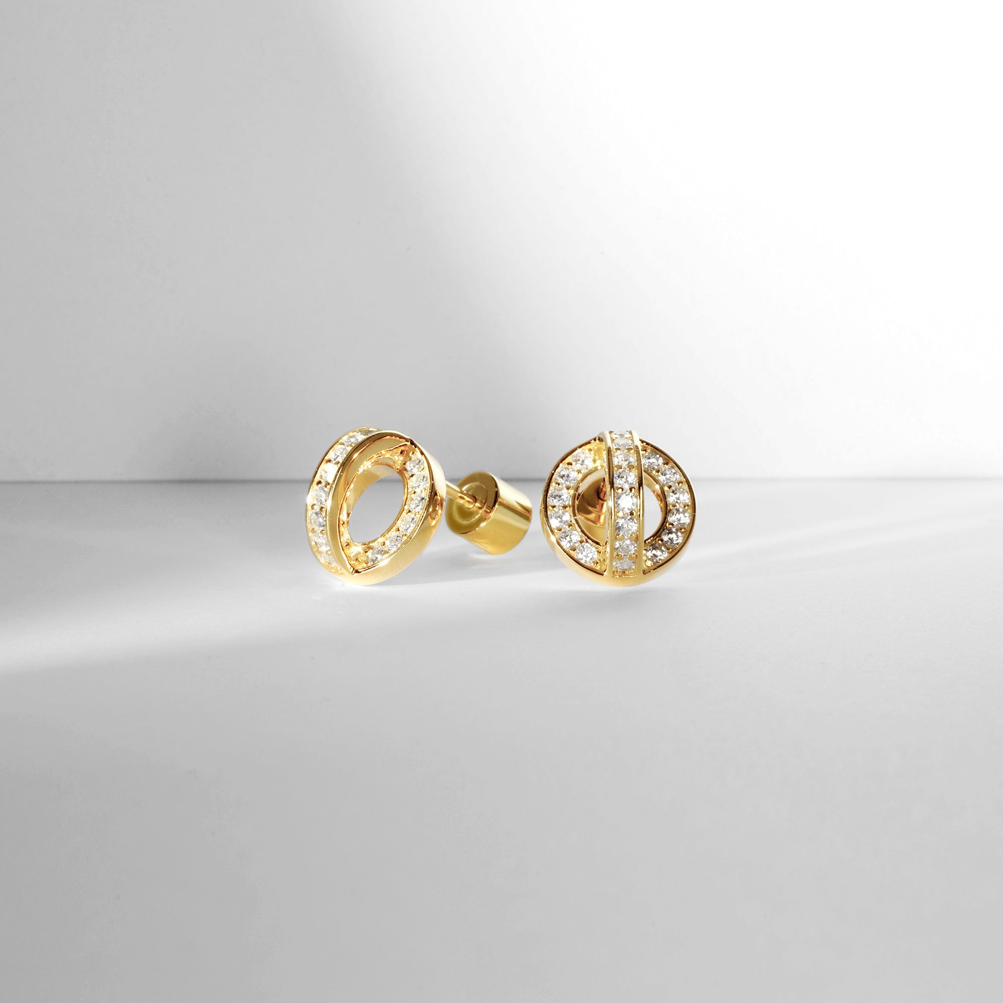 Circle and Arc Stud Earrings