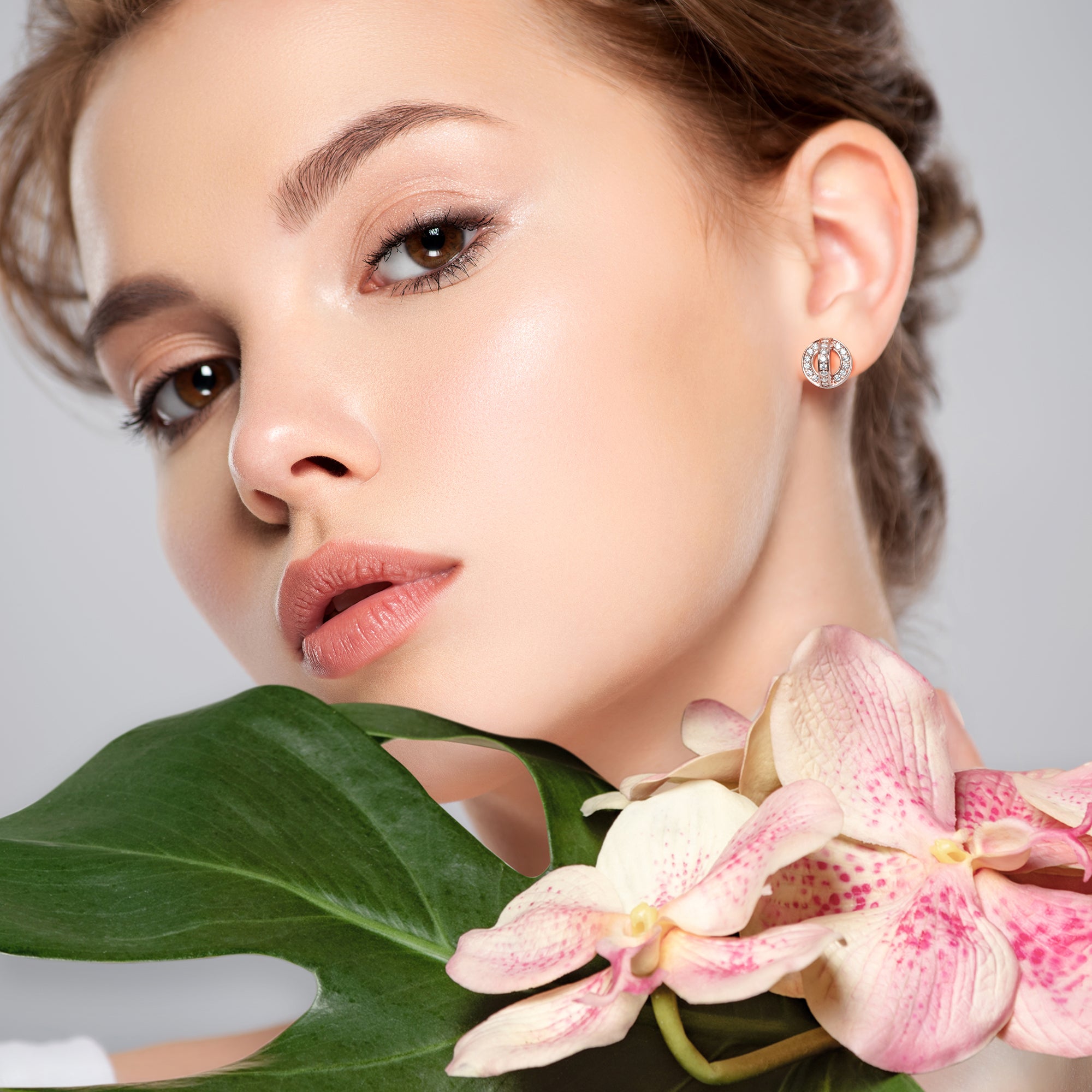 Circle and Arc Stud Earrings