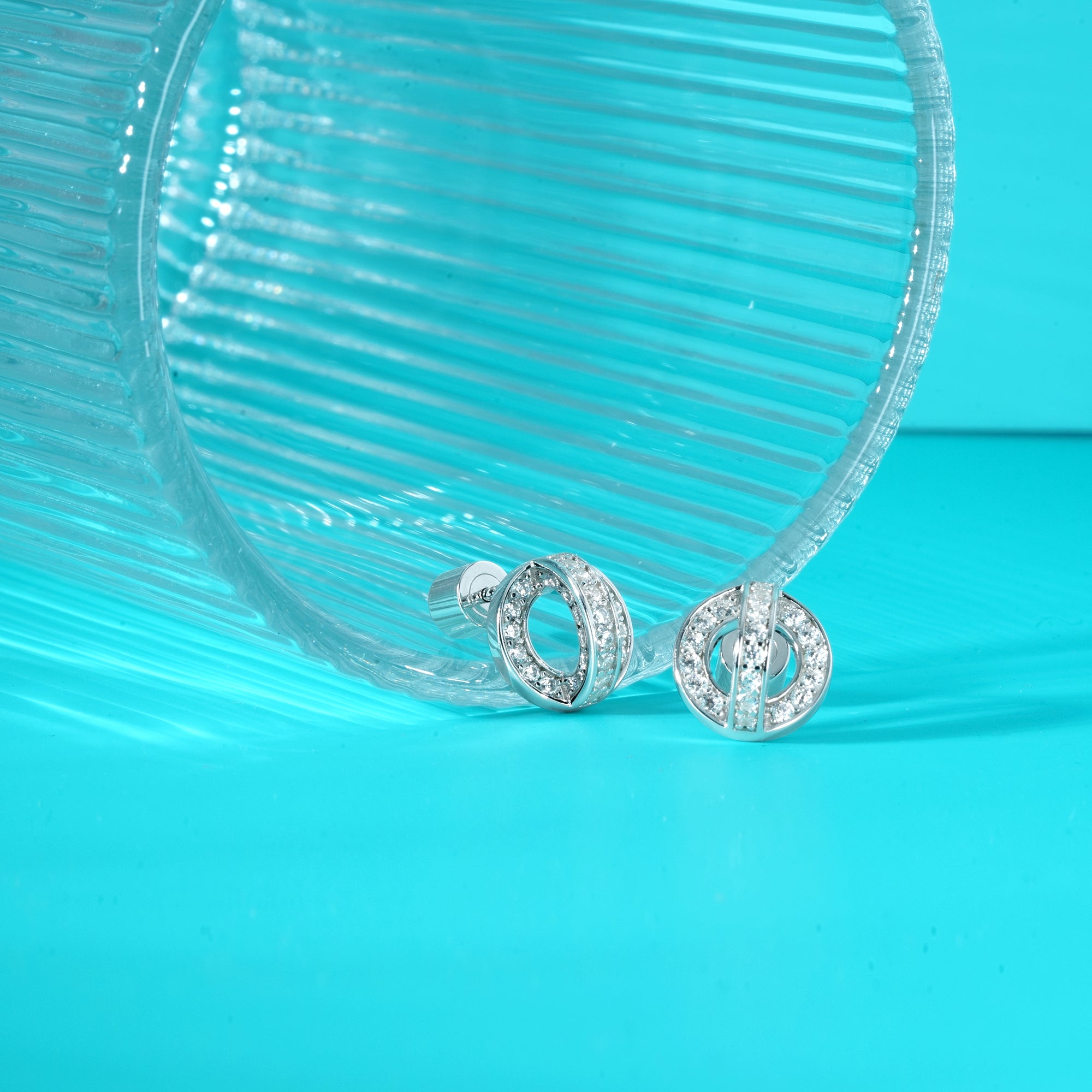 Circle and Arc Stud Earrings