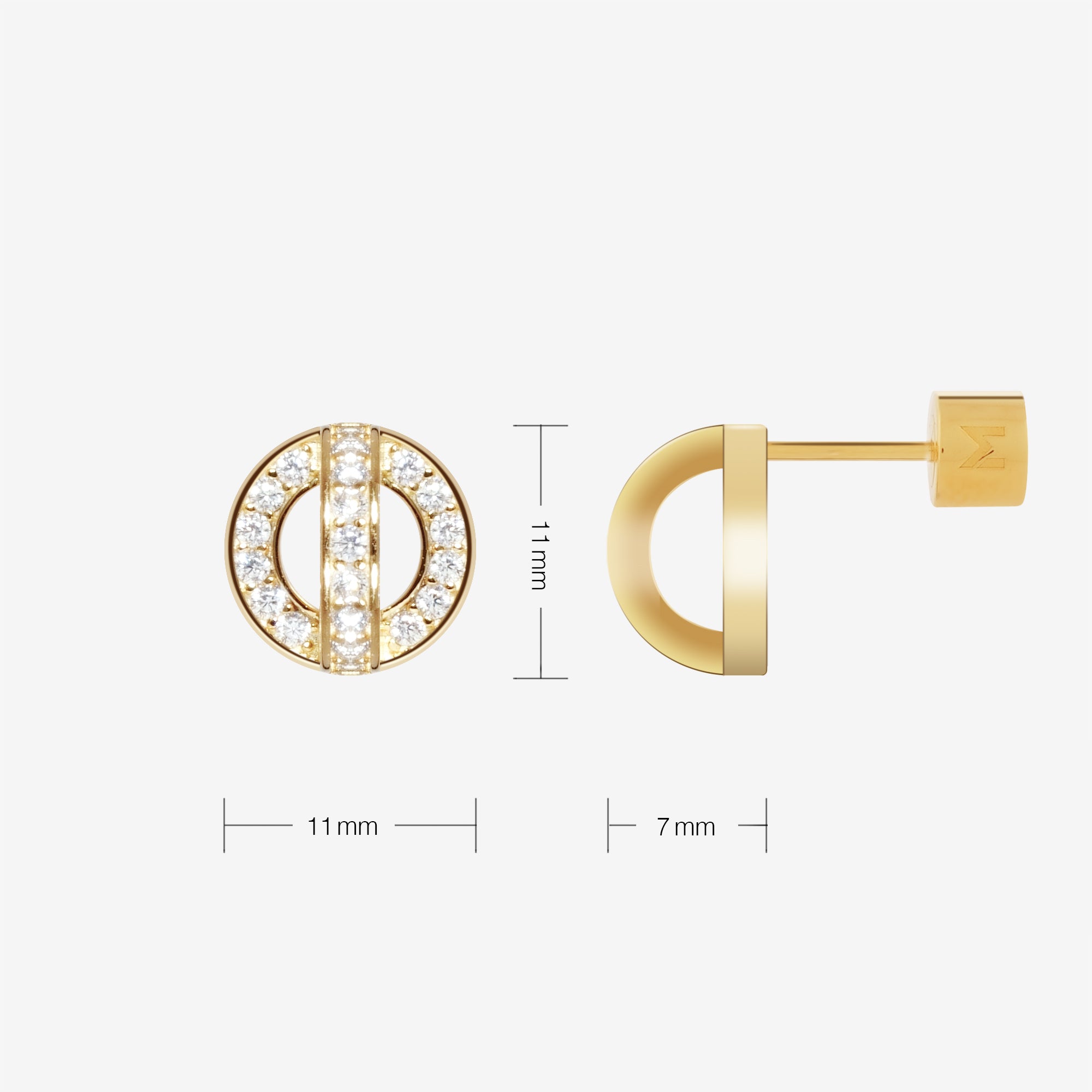 Circle and Arc Stud Earrings