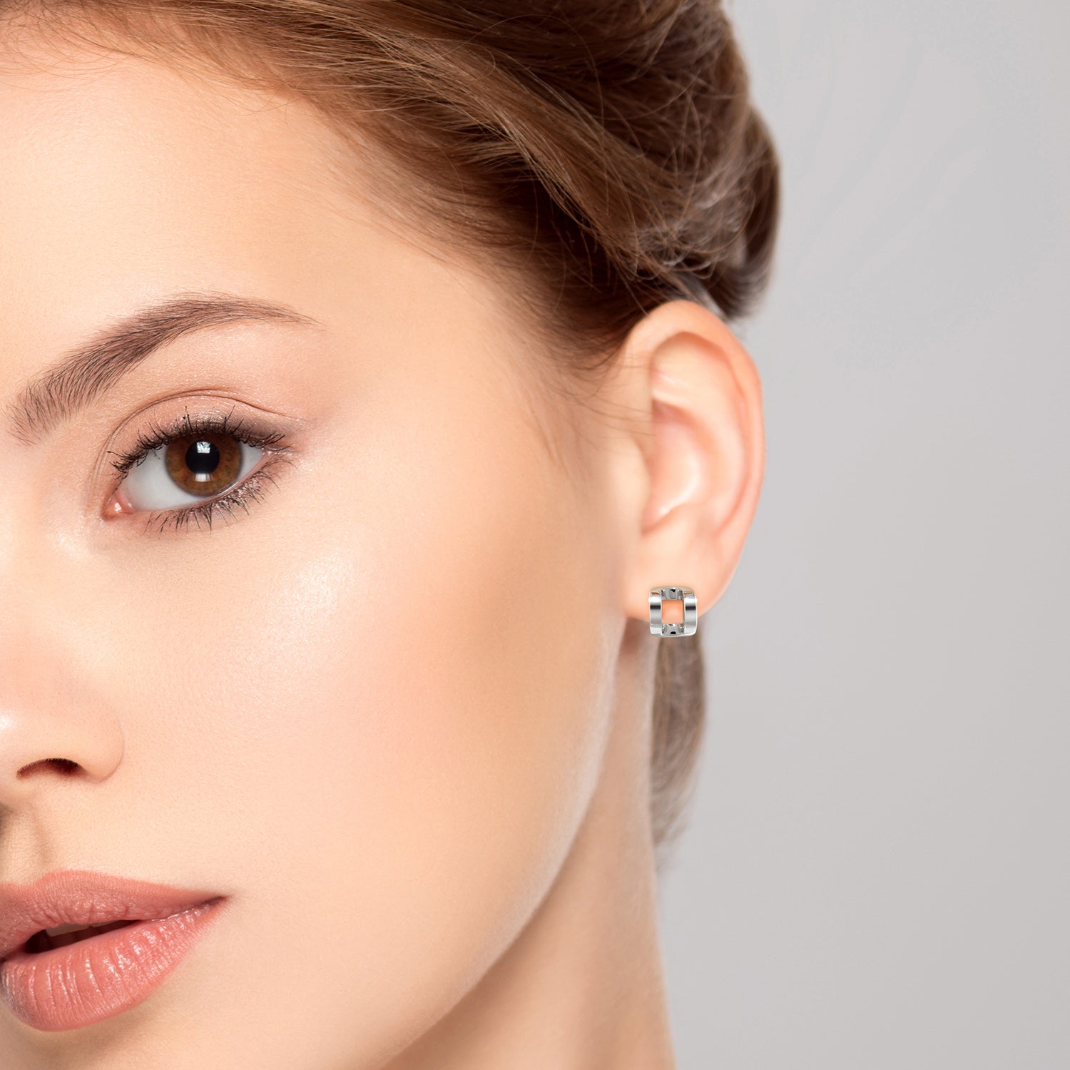 Curved Rectangle Stud Earrings