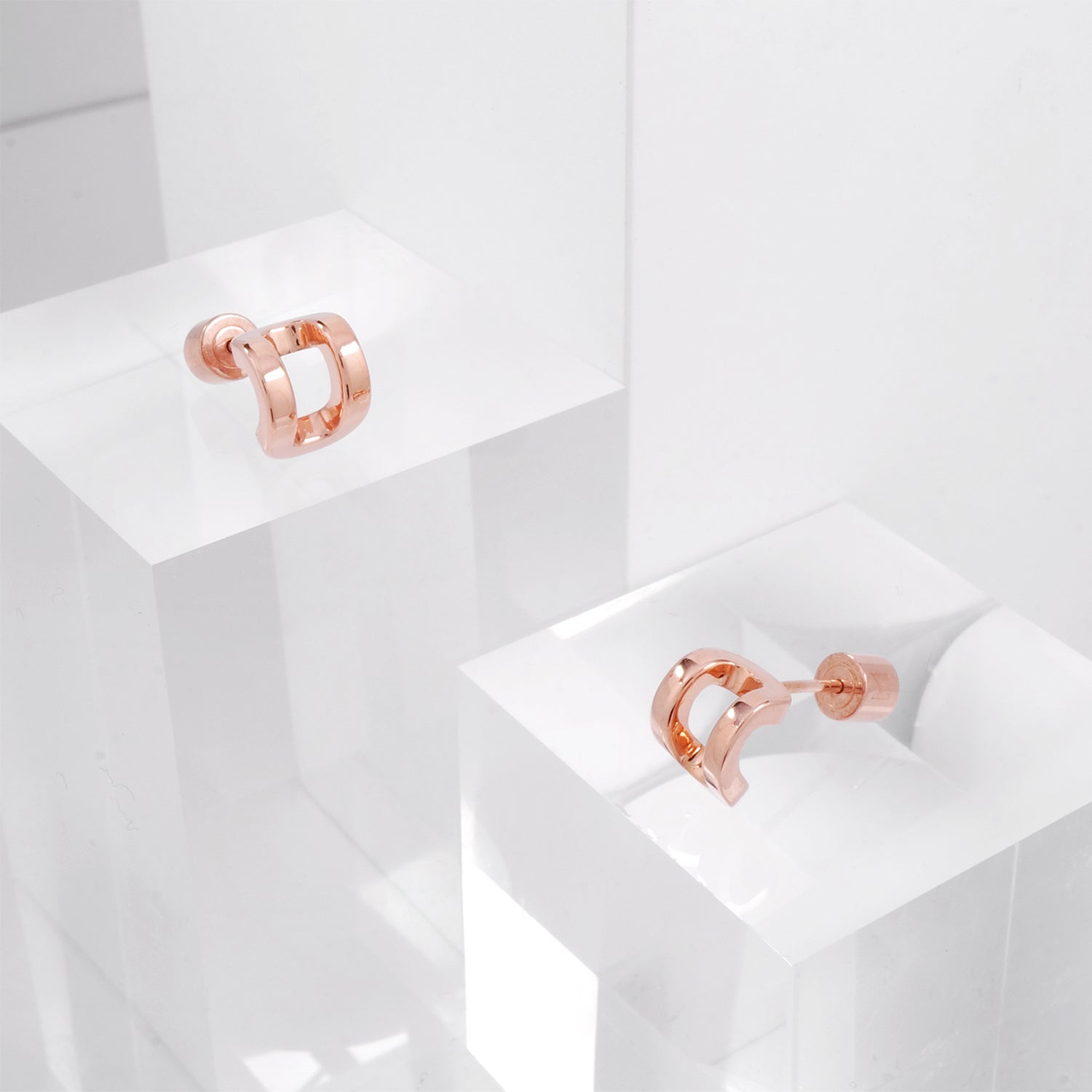 Curved Rectangle Stud Earrings