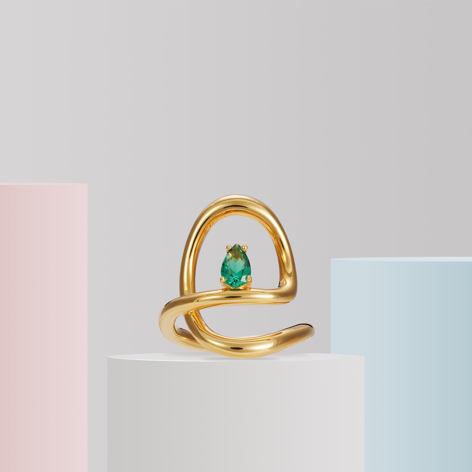 Flowing Waterdrop Solitaire Ring