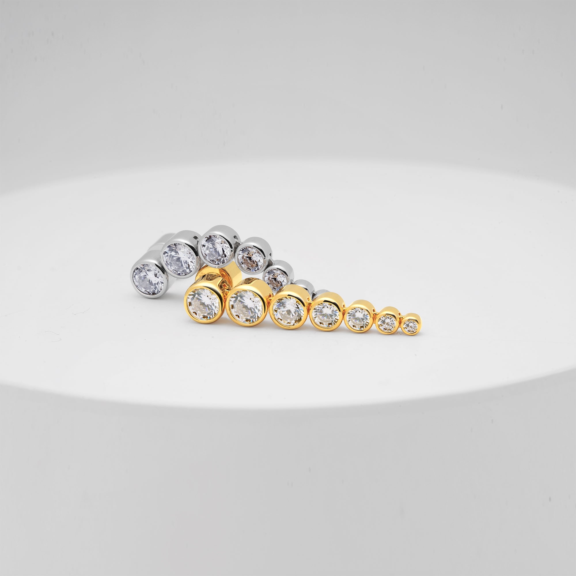Graduated Bezel Set Chain Earrings