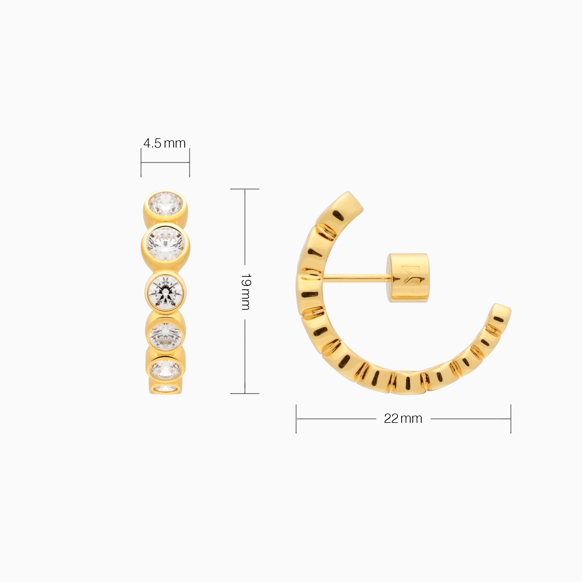 Graduated Bezel Set Huggie Earrings