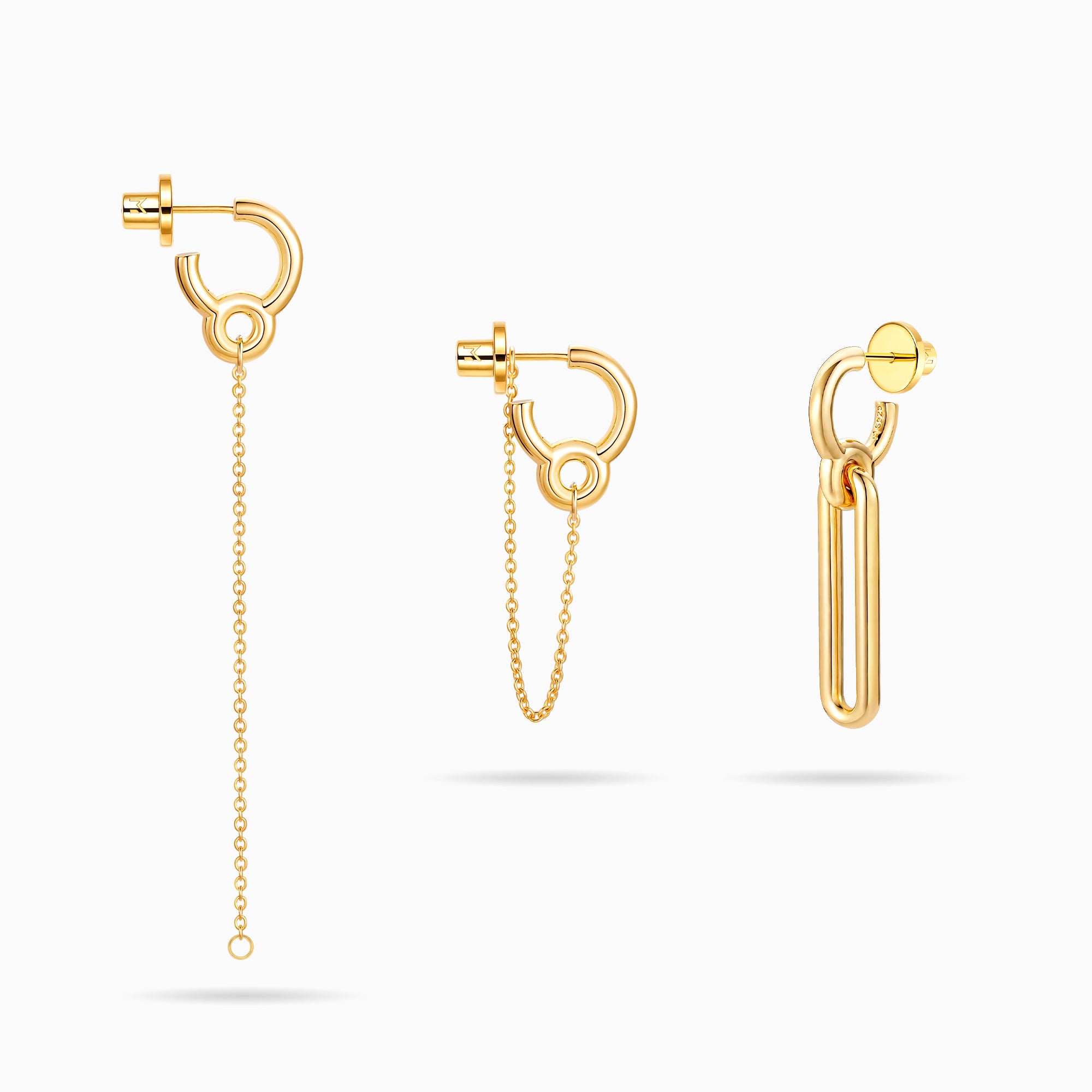 Mismatched Geometric Link Earrings