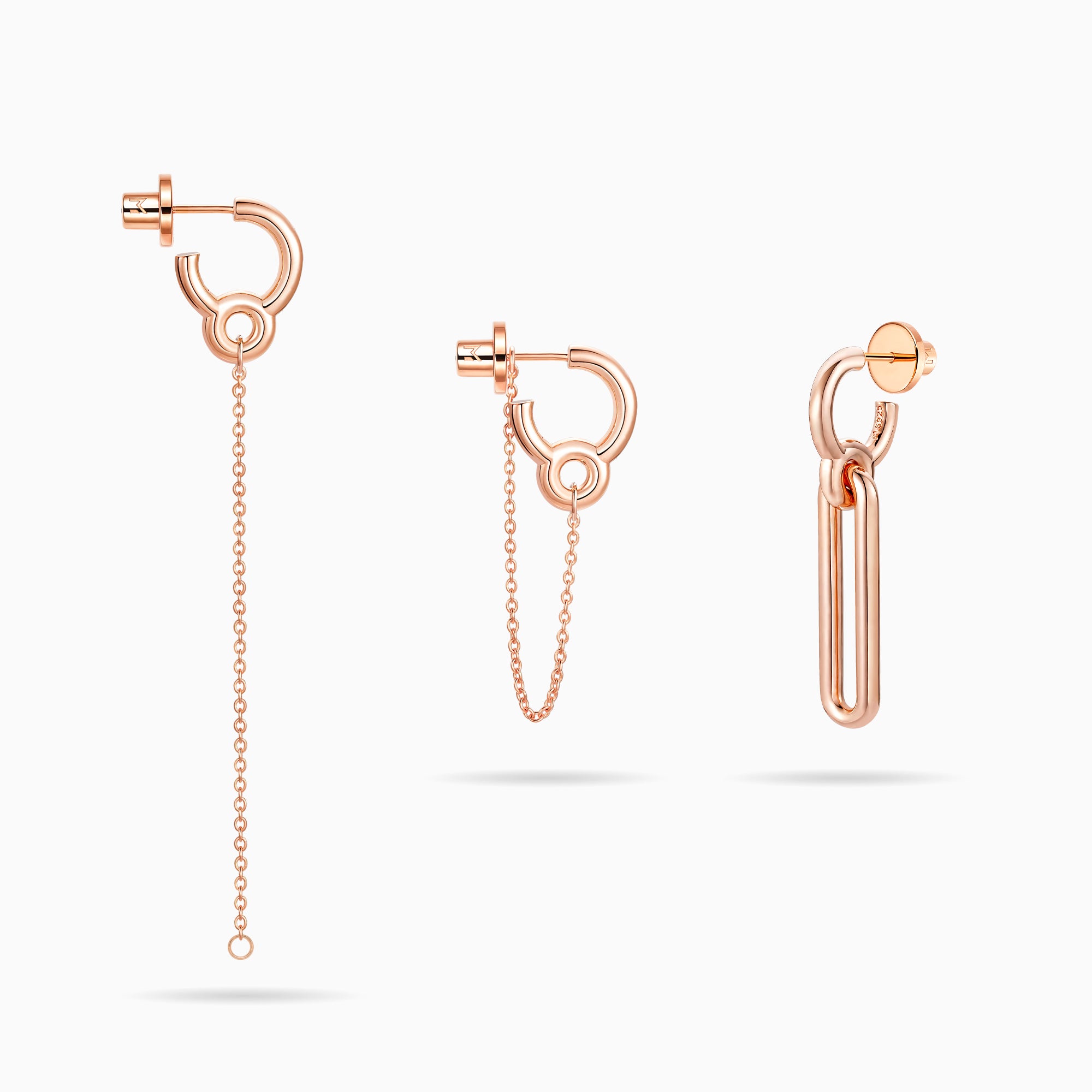 Mismatched Geometric Link Earrings