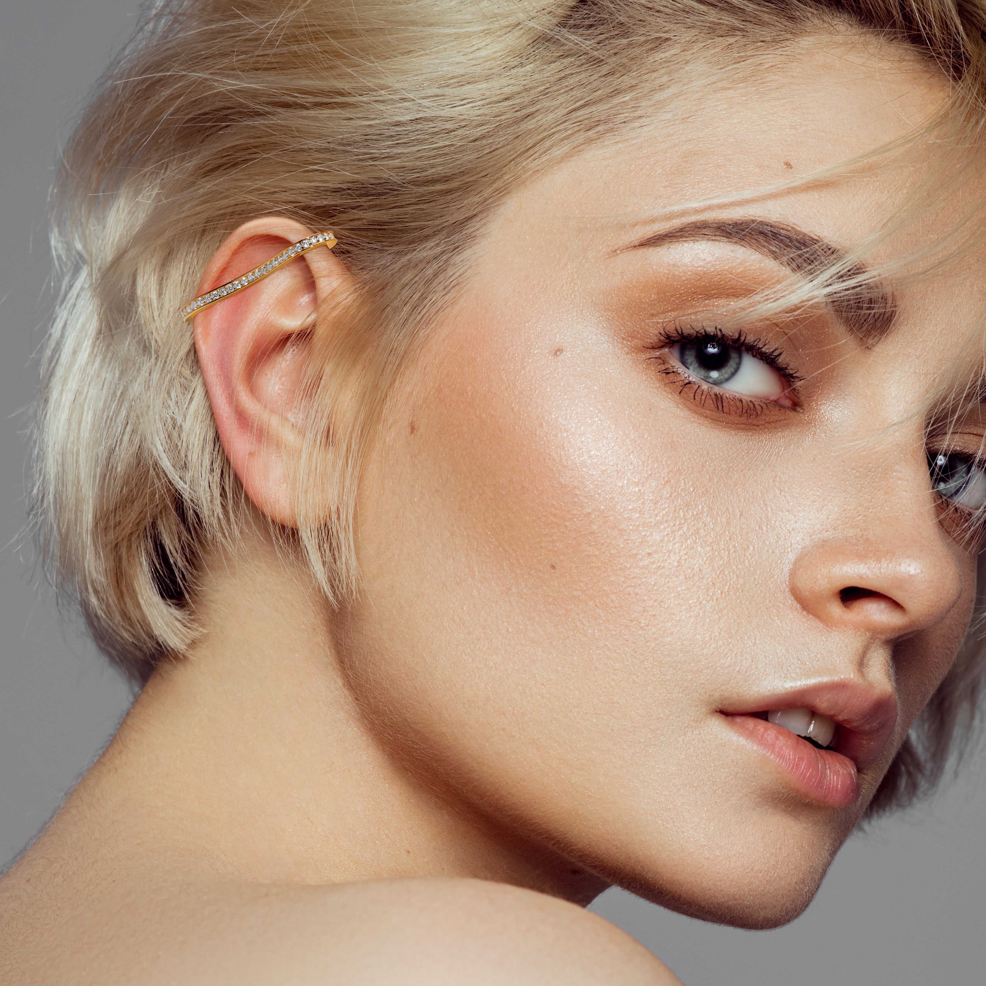 Long Curvy Thin Bar Ear Cuff