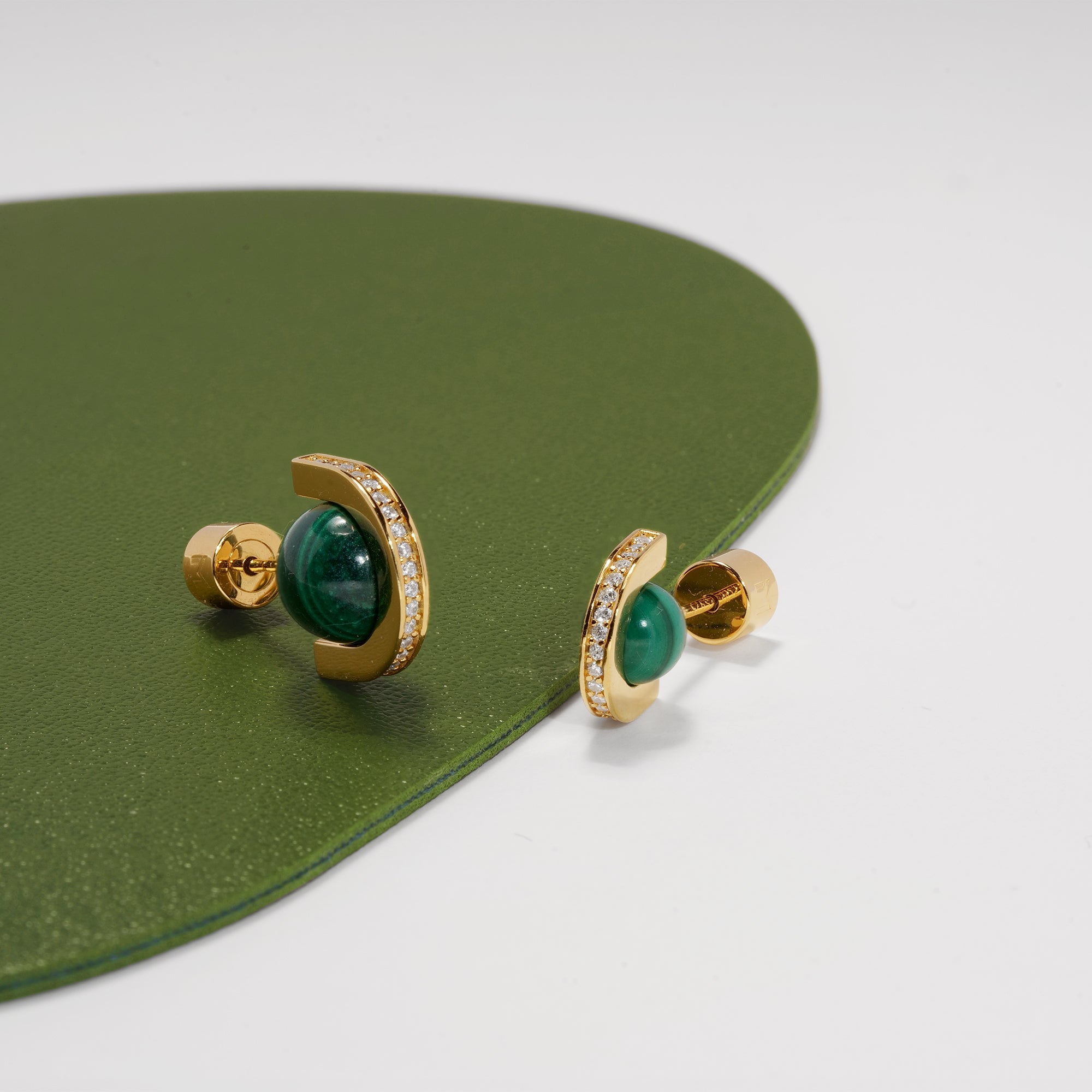 Malachite and Arc Stud Earrings