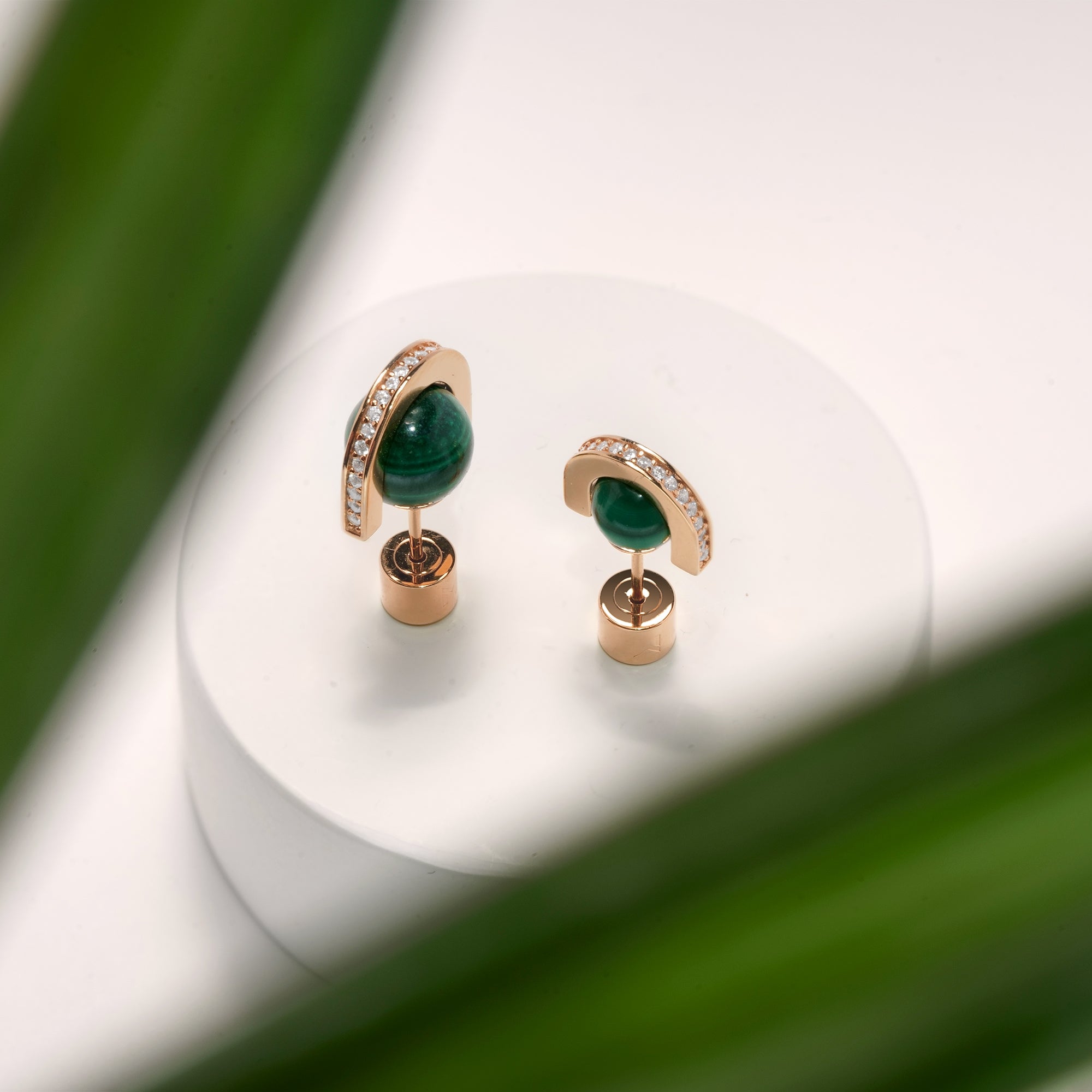 Malachite and Arc Stud Earrings