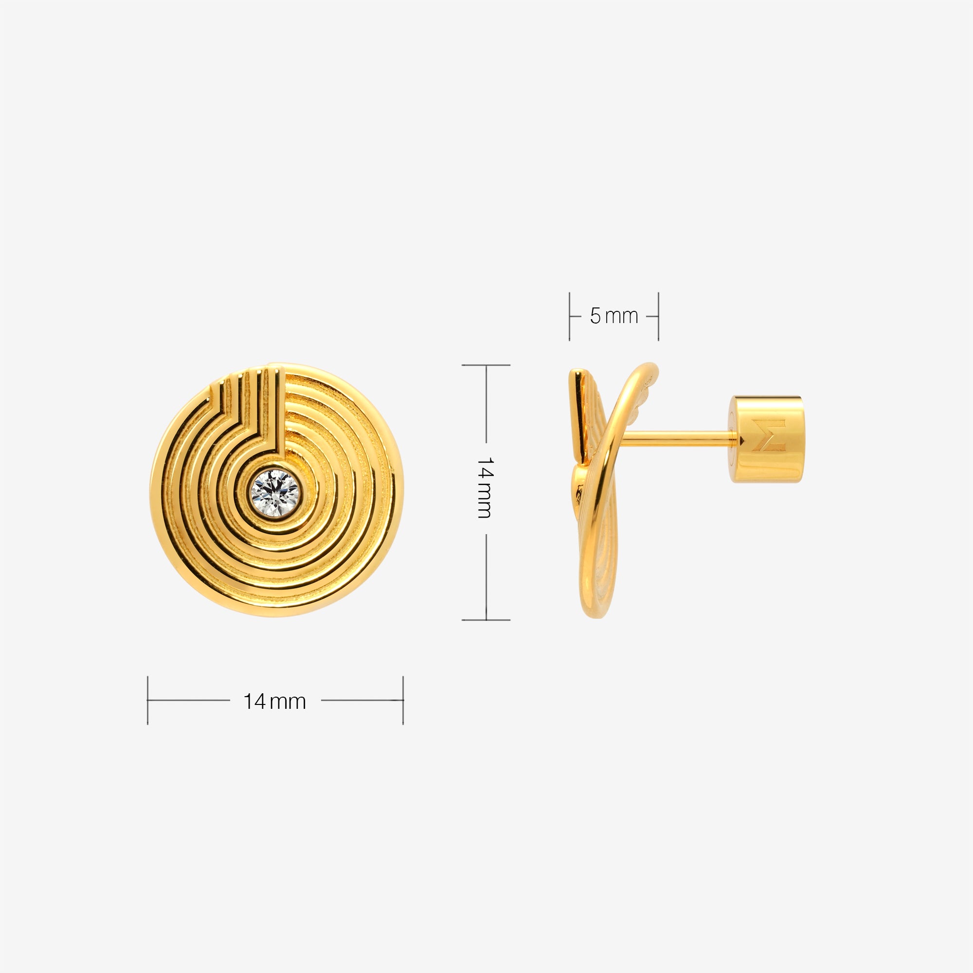 Open Twist Engraved Disc Stud Earrings