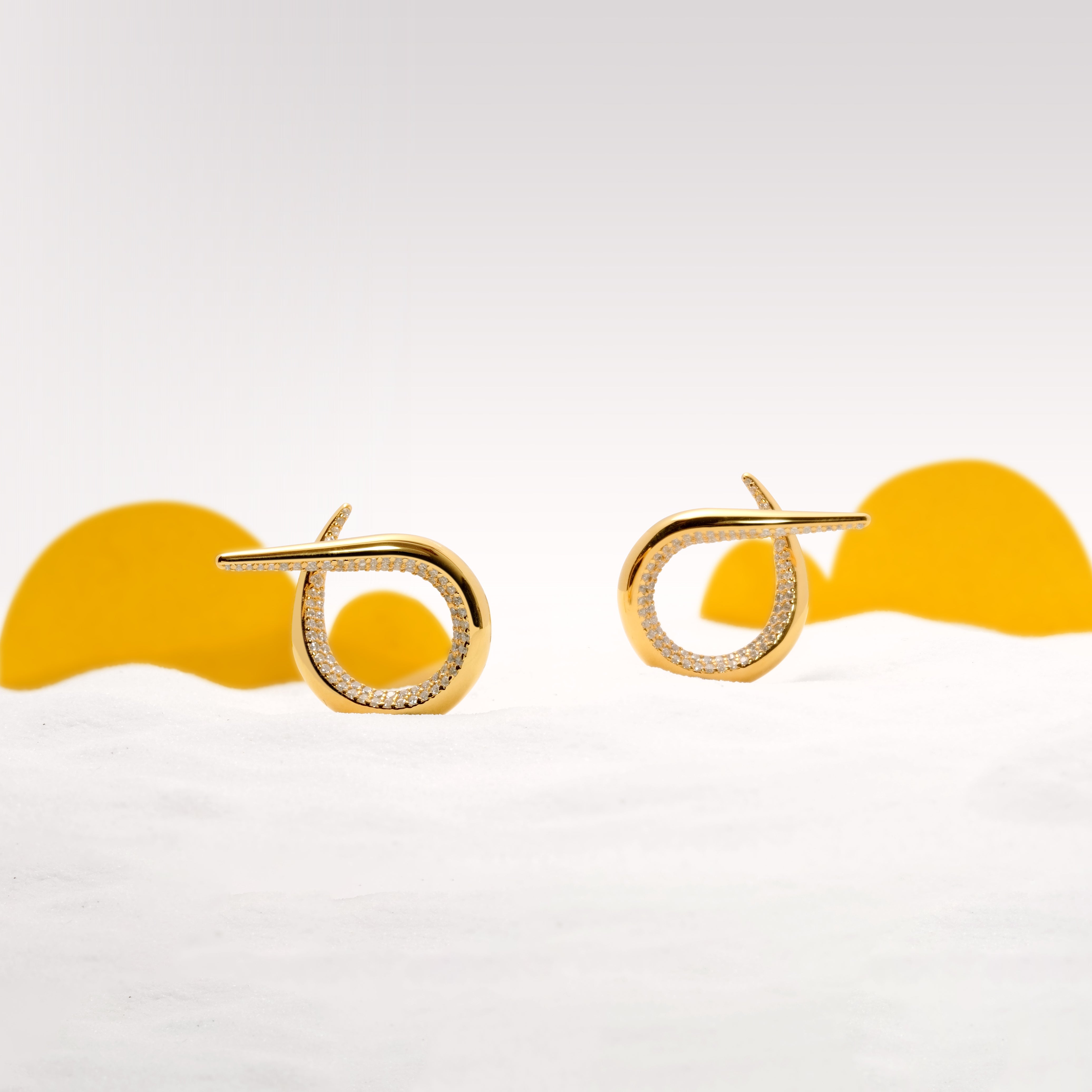 Open Twist Waterdrop Pave Earrings