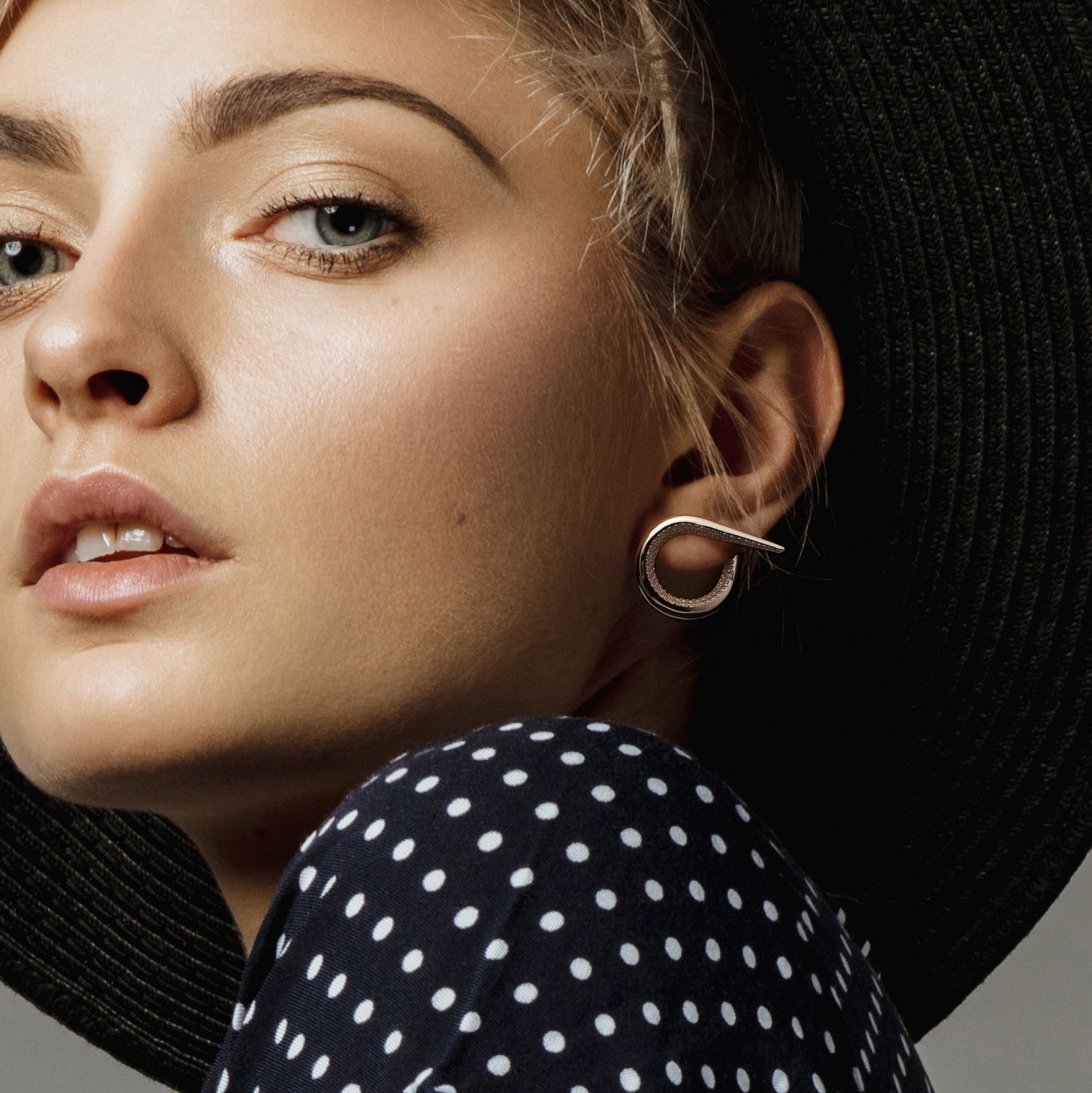 Open Twist Waterdrop Pave Earrings