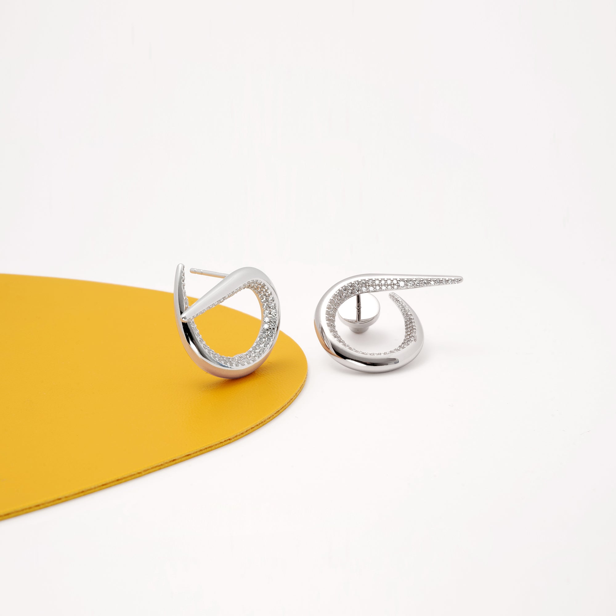 Open Twist Waterdrop Pave Earrings