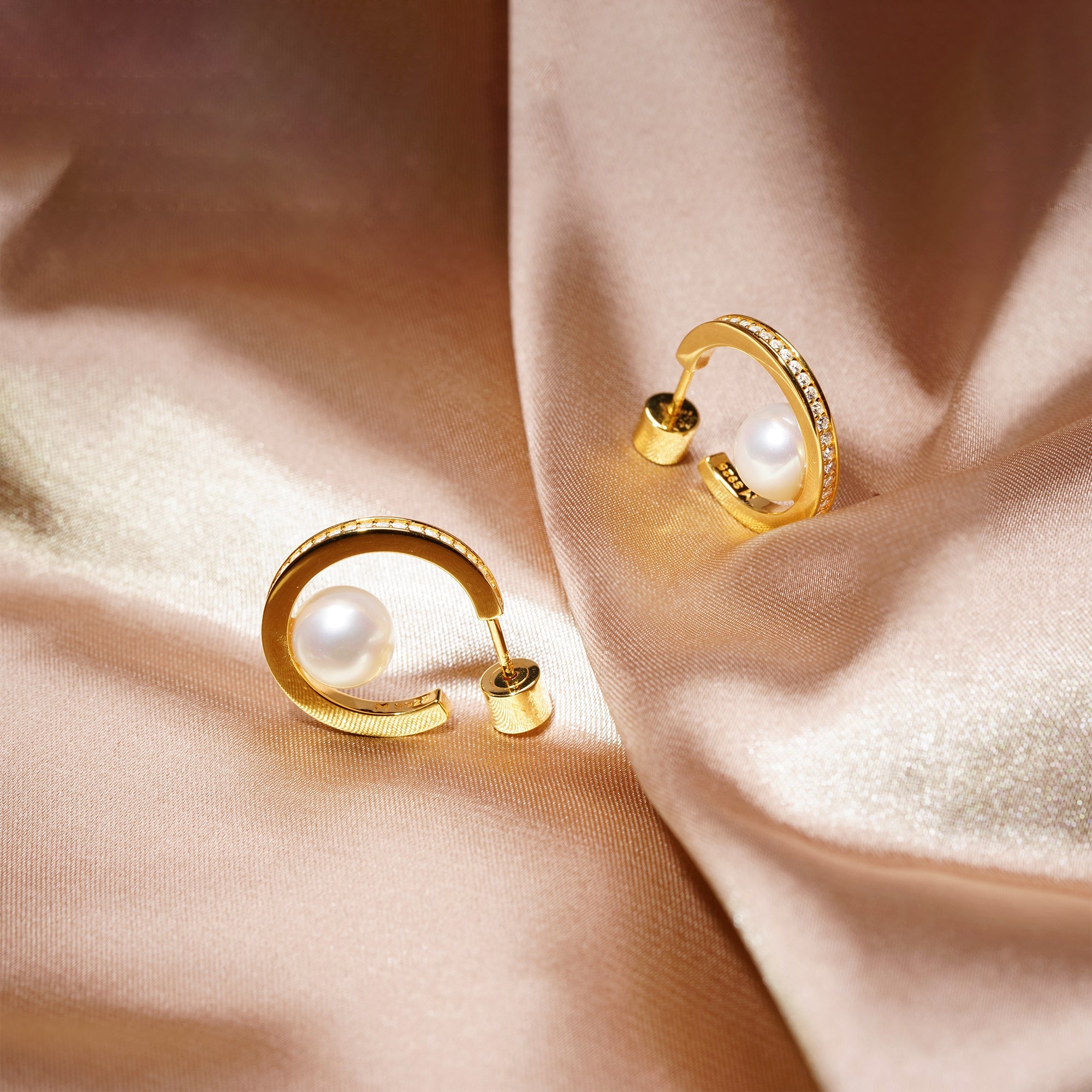 Pearl Open Hoop Earrings