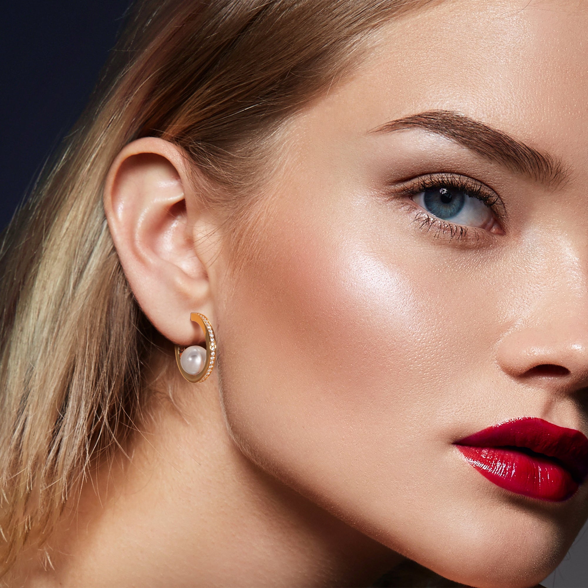 Pearl Open Hoop Earrings