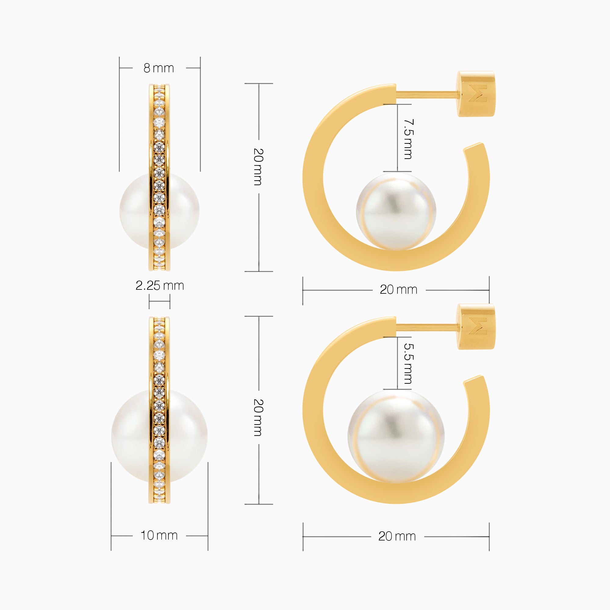 Pearl Open Hoop Earrings