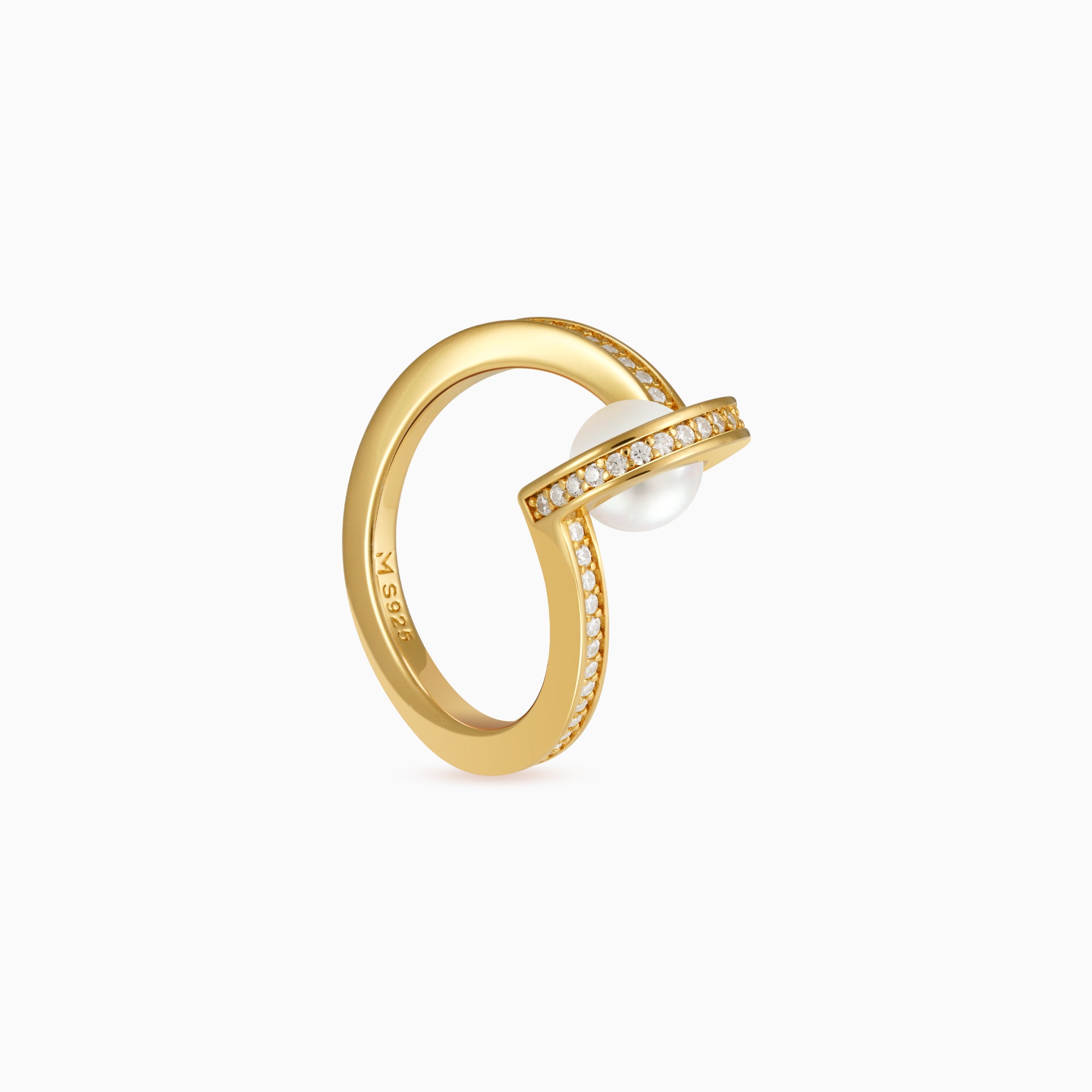 Pearl and Arc Ring Side View