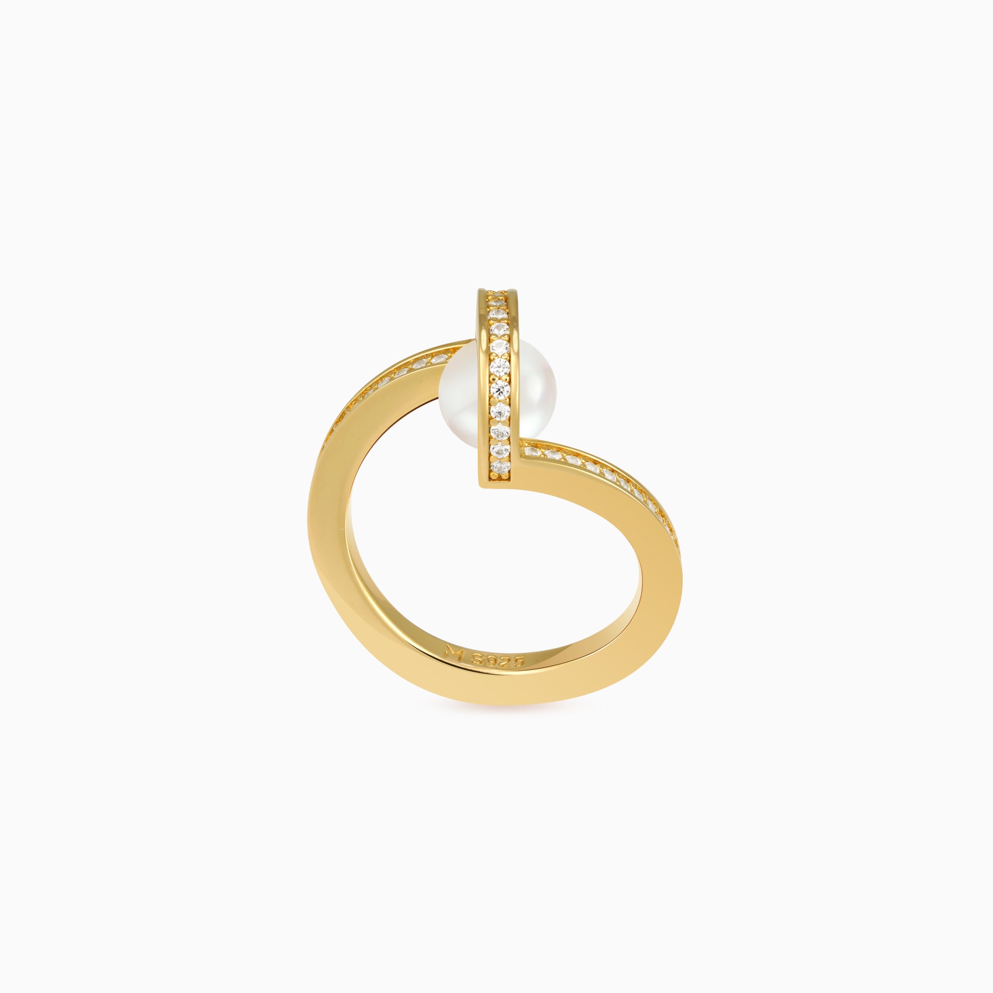 Pearl and Arc Ring Side View