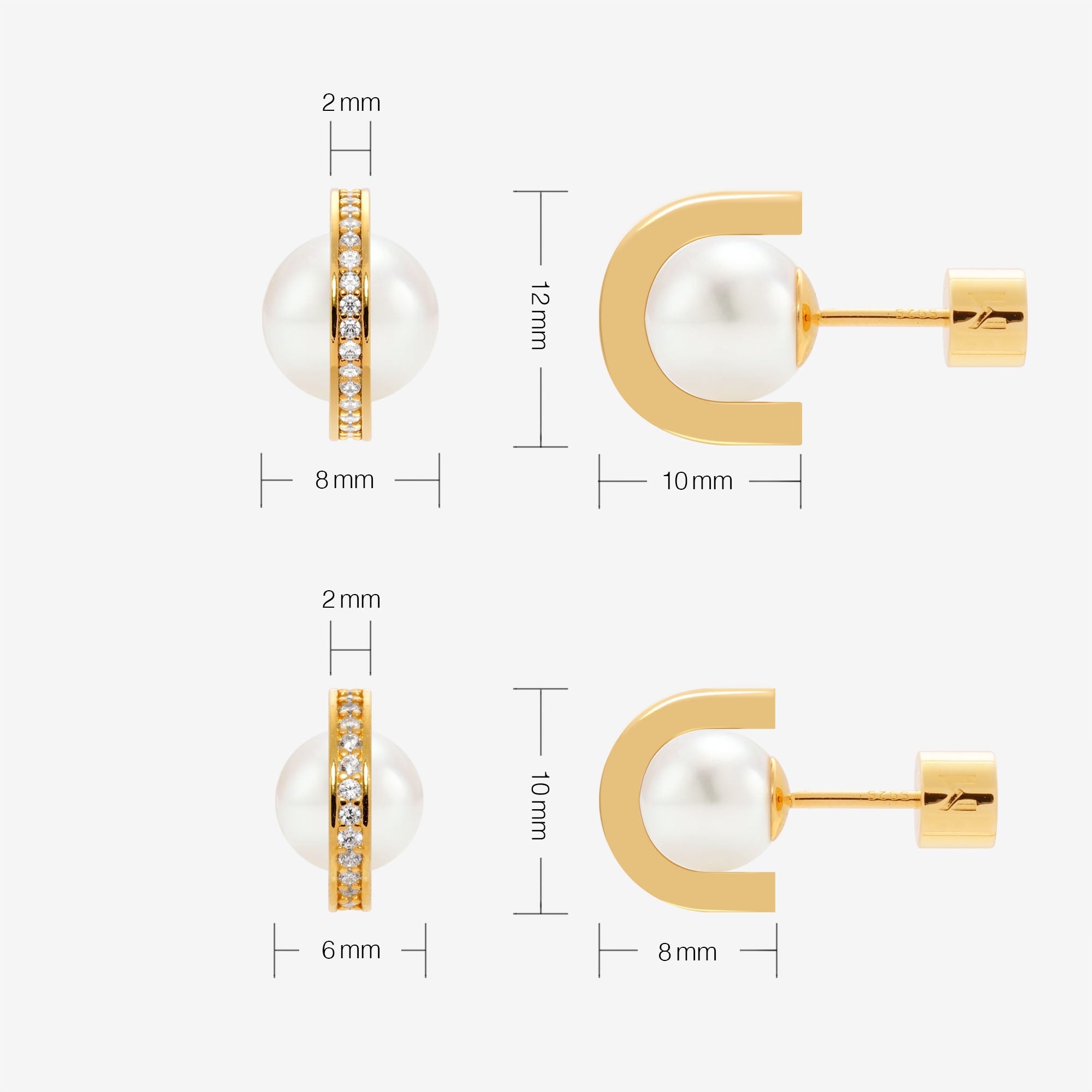 Pearl and Arc Stud Earrings