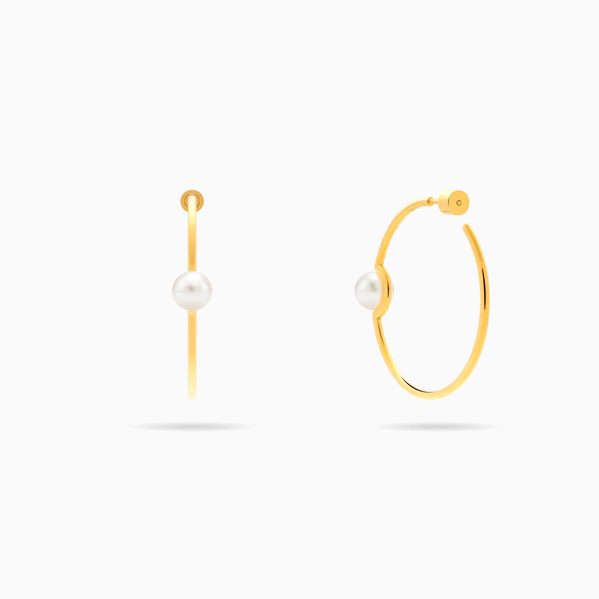 Slender Hoop Pearl Earrings