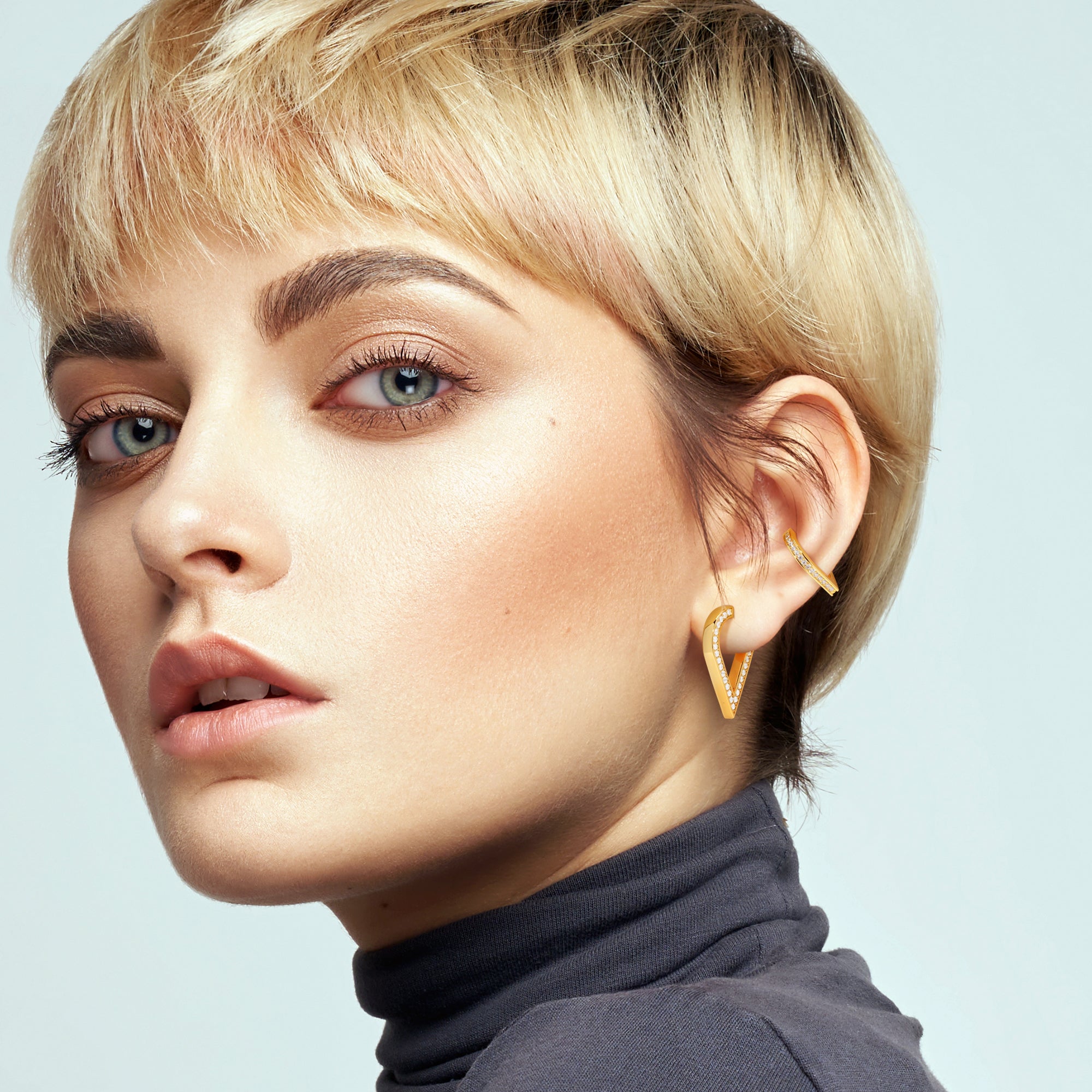 Stylized Waterdrop Pave Earrings