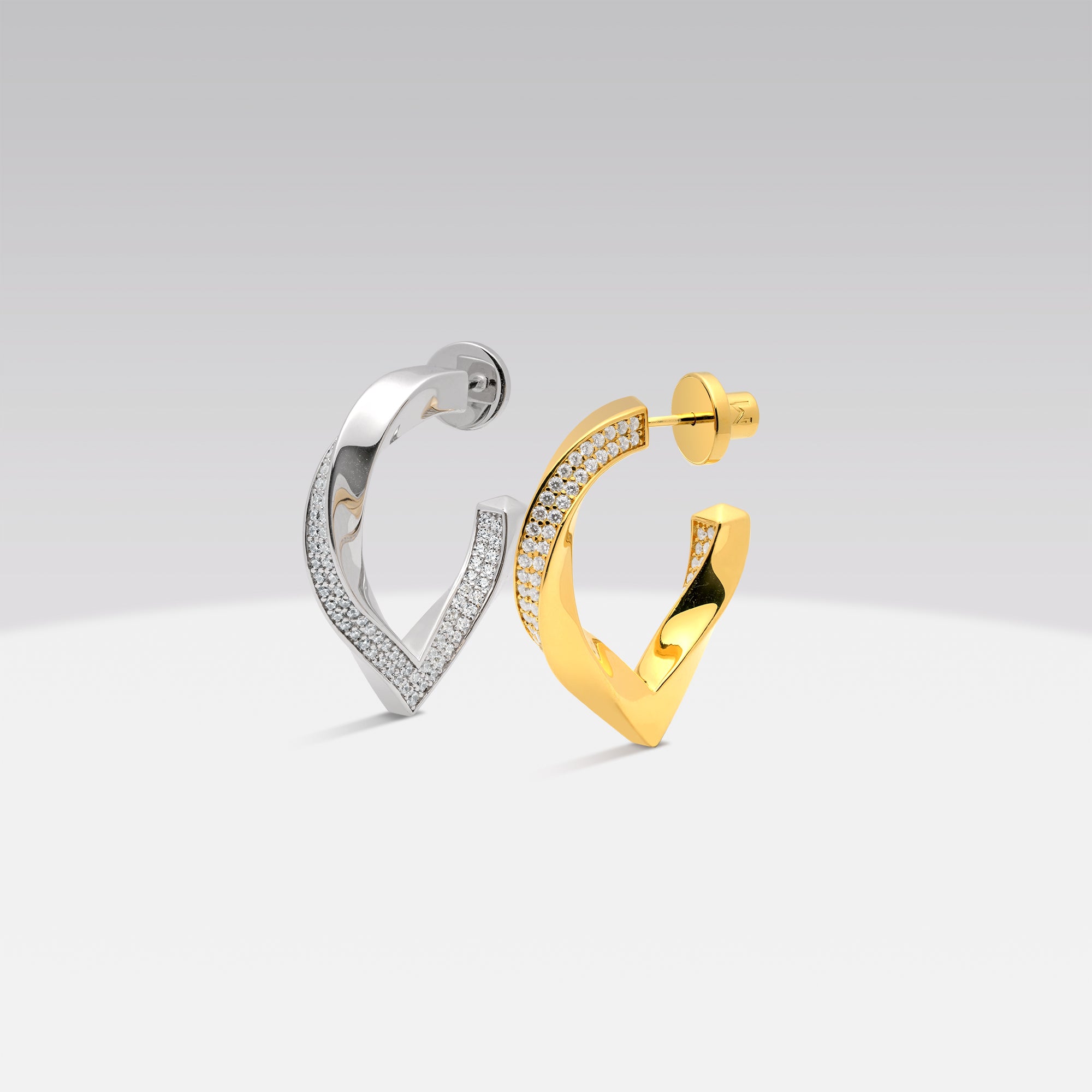 Twisted Stylized Waterdrop Pave Earrings