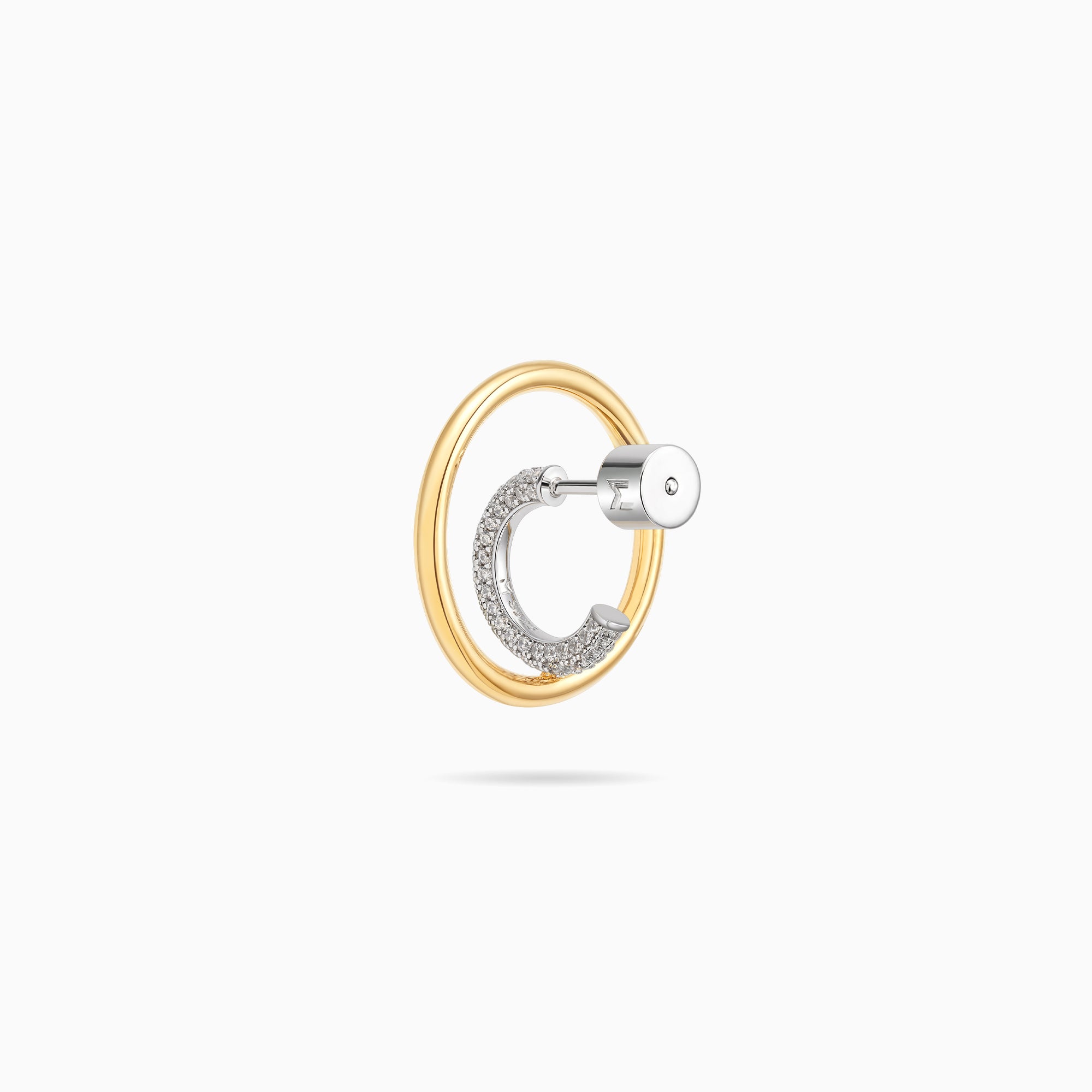 Gold and Silver Hoop and Huggie Pave Earrings