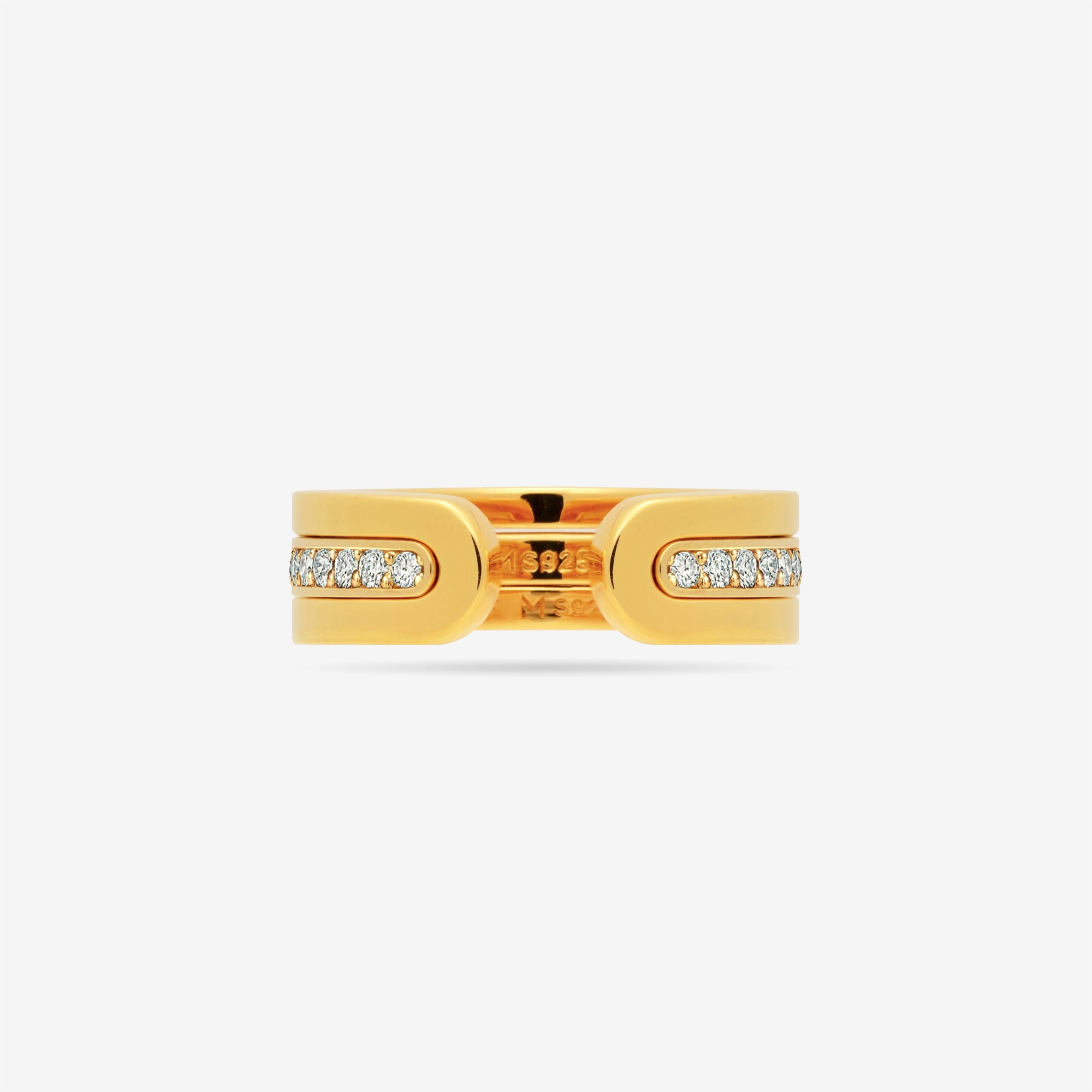 Modular Thin Band Ring Set with Pave CZ