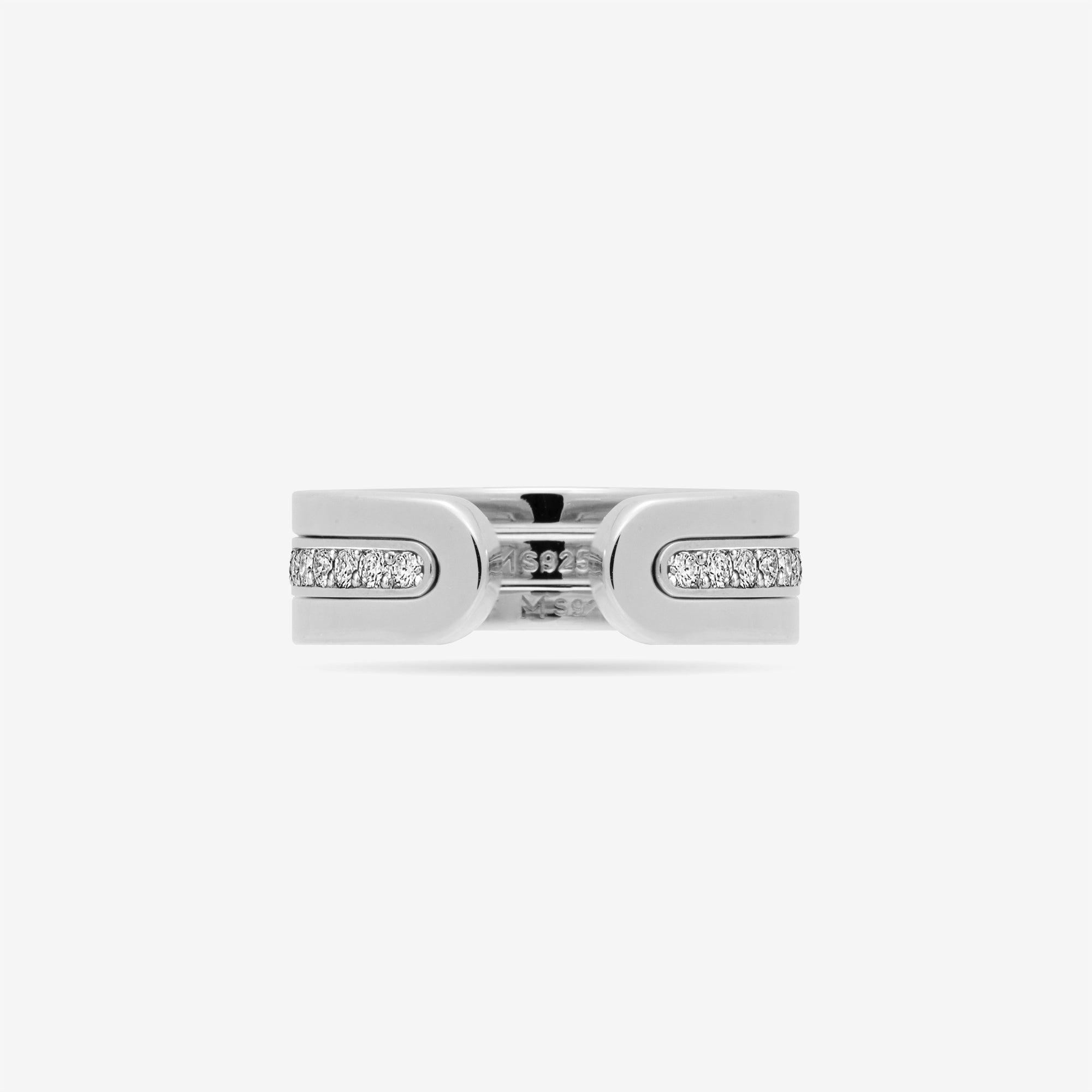 Modular Thin Band Ring Set with Pave CZ