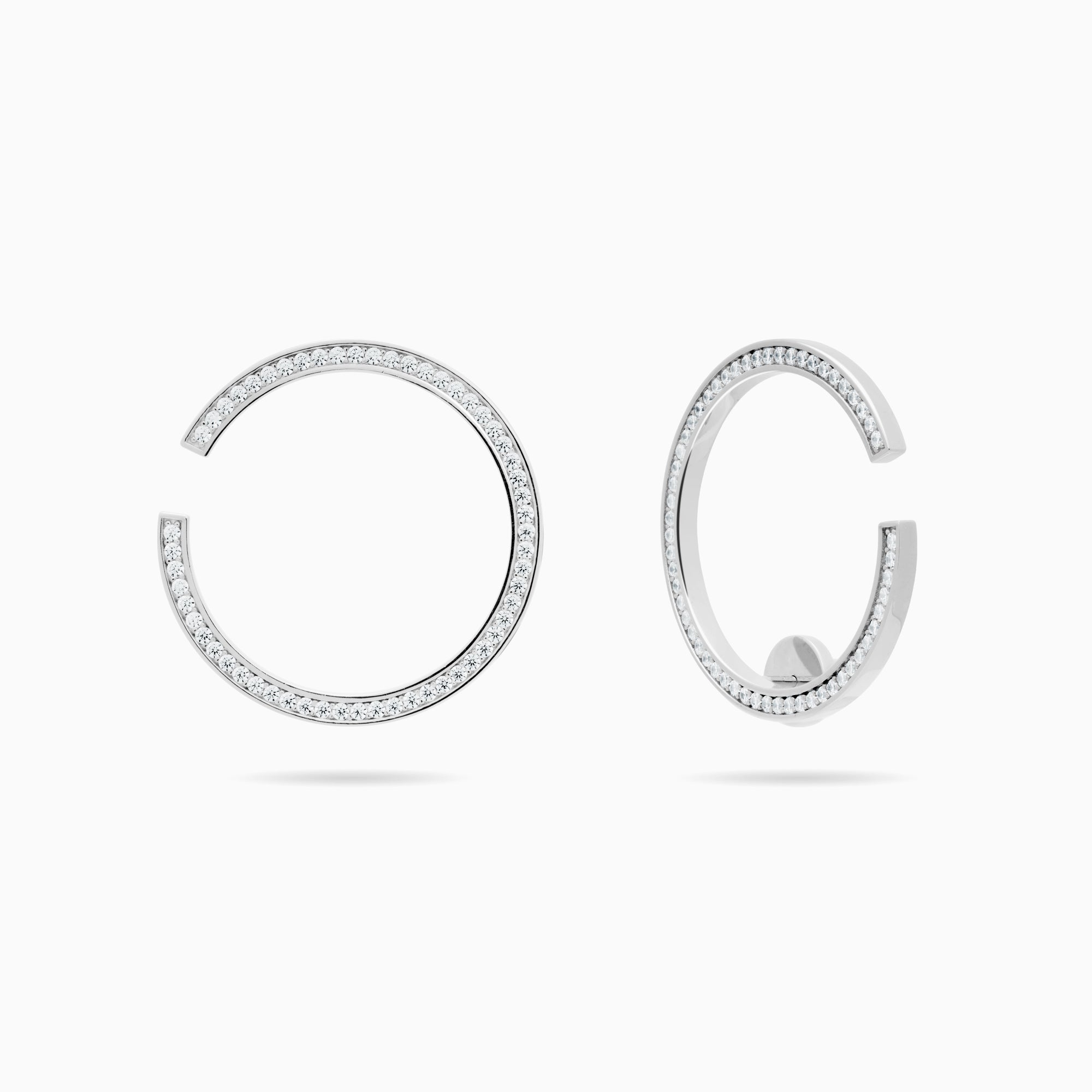 Large Hoop and Cuff Earring with Pave CZ